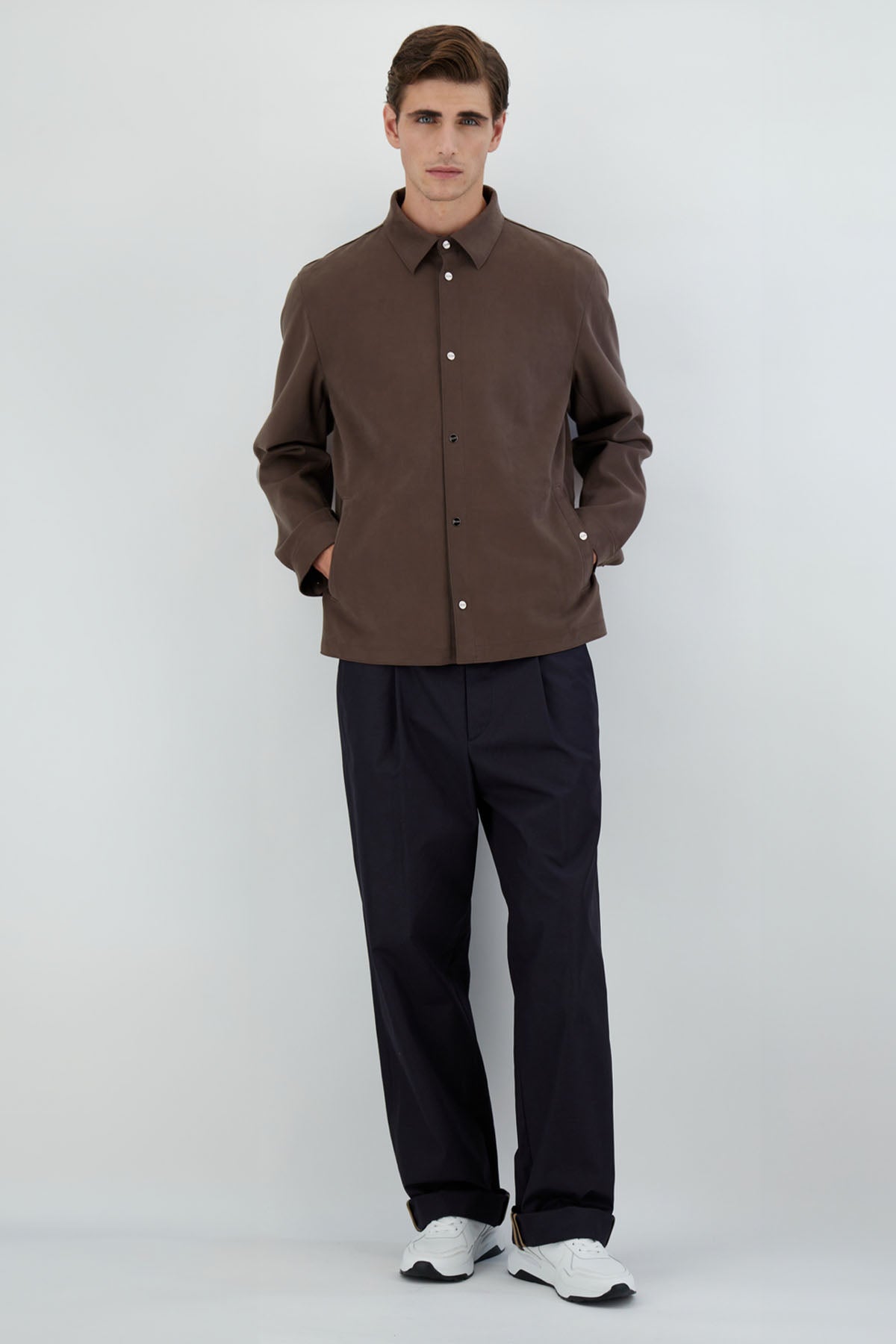 Herno Cep Detaylı Alcantara Kumaş Gömlek Ceket