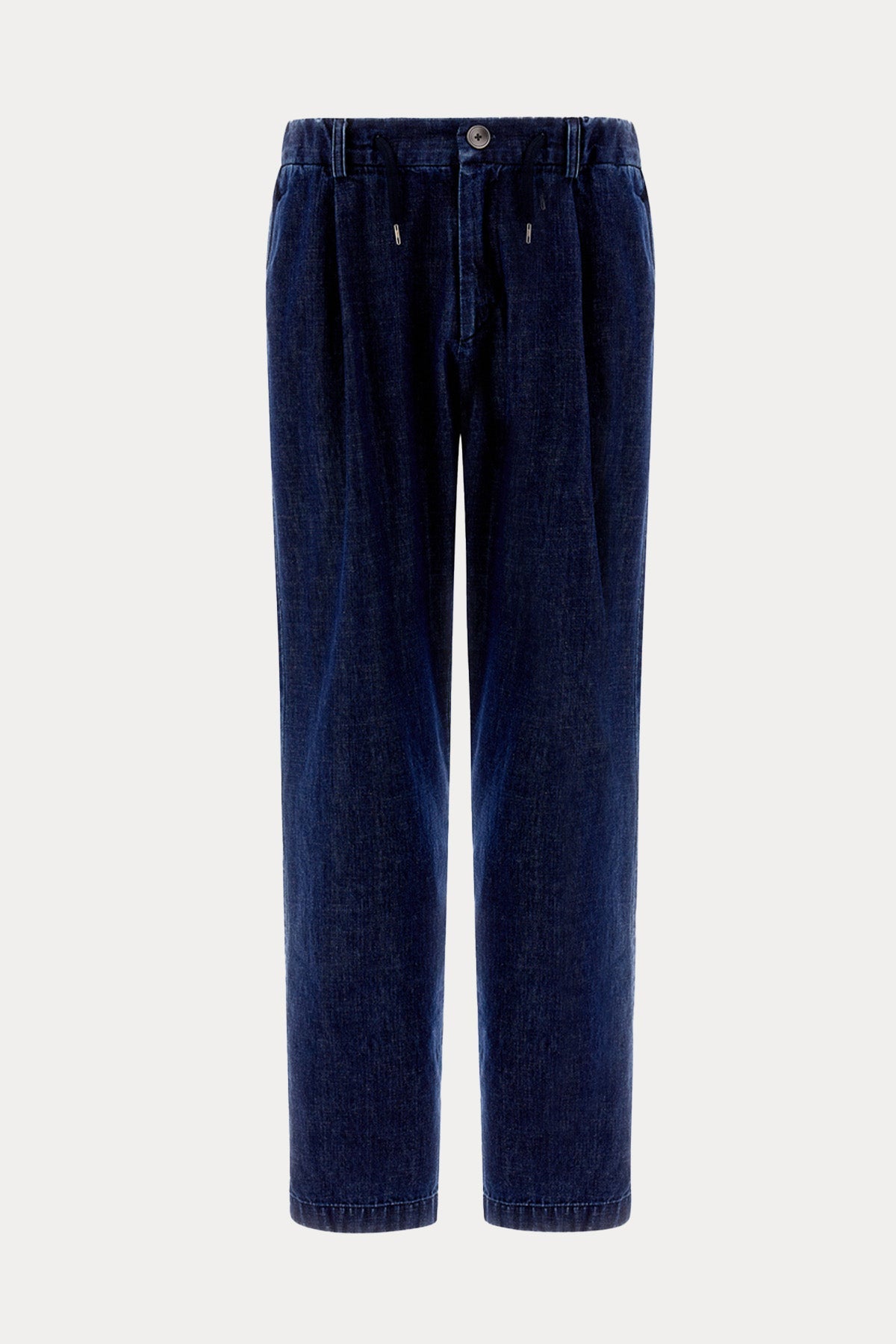 Herno Beli Lastikli Yandan Cepli Pileli Denim Pantolon