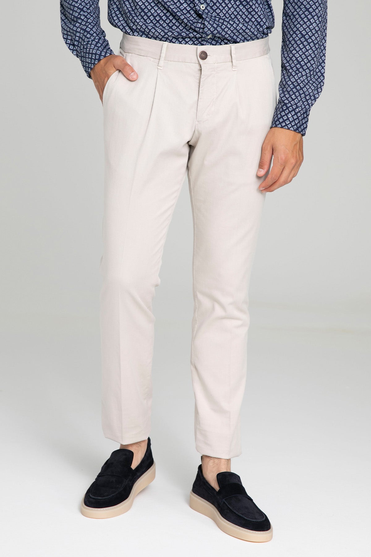 Fradi Slim Fit Beli Lastikli Yandan Cepli Tek Pile Pantolon-Pantolon-Libas