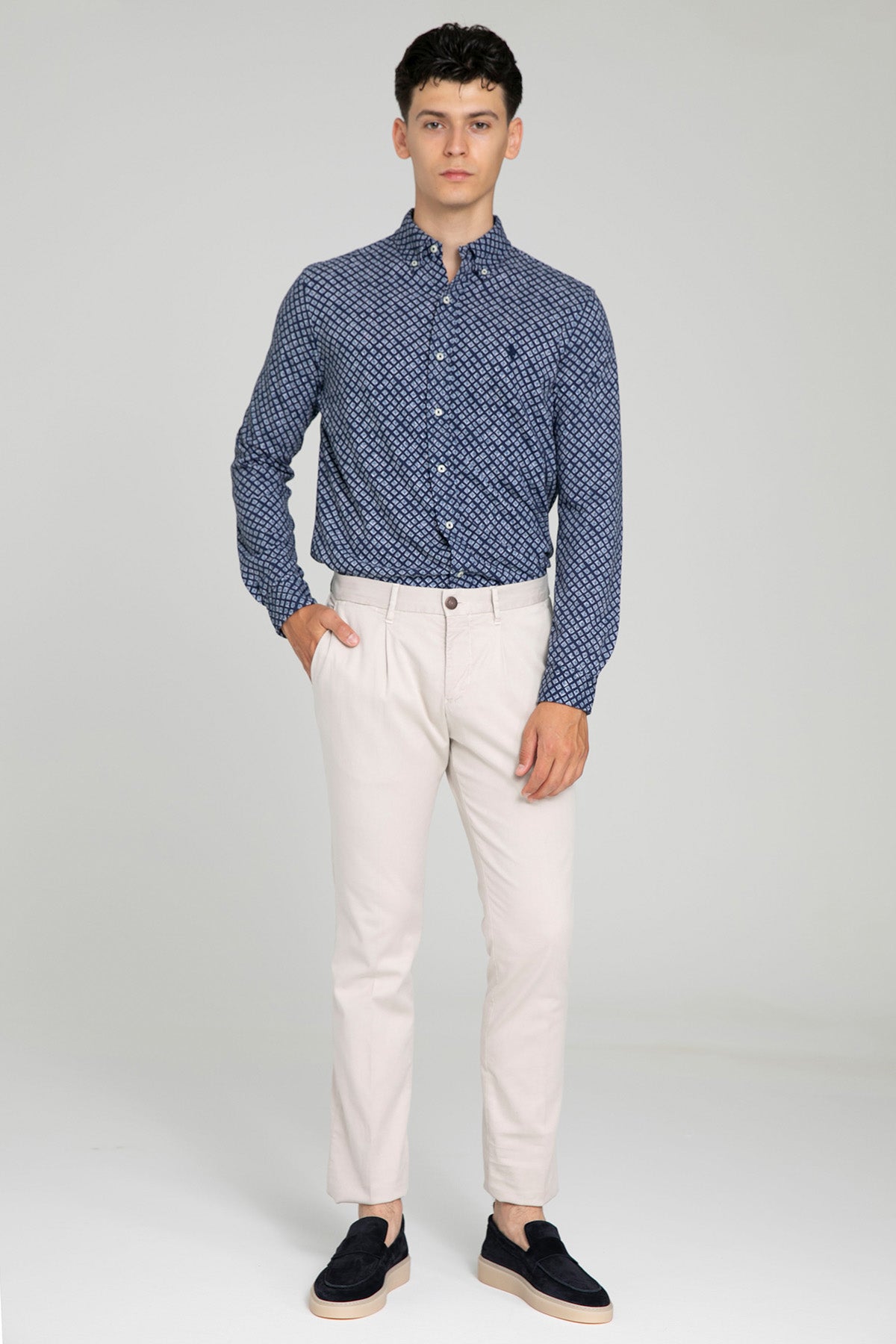 Fradi Slim Fit Beli Lastikli Yandan Cepli Tek Pile Pantolon