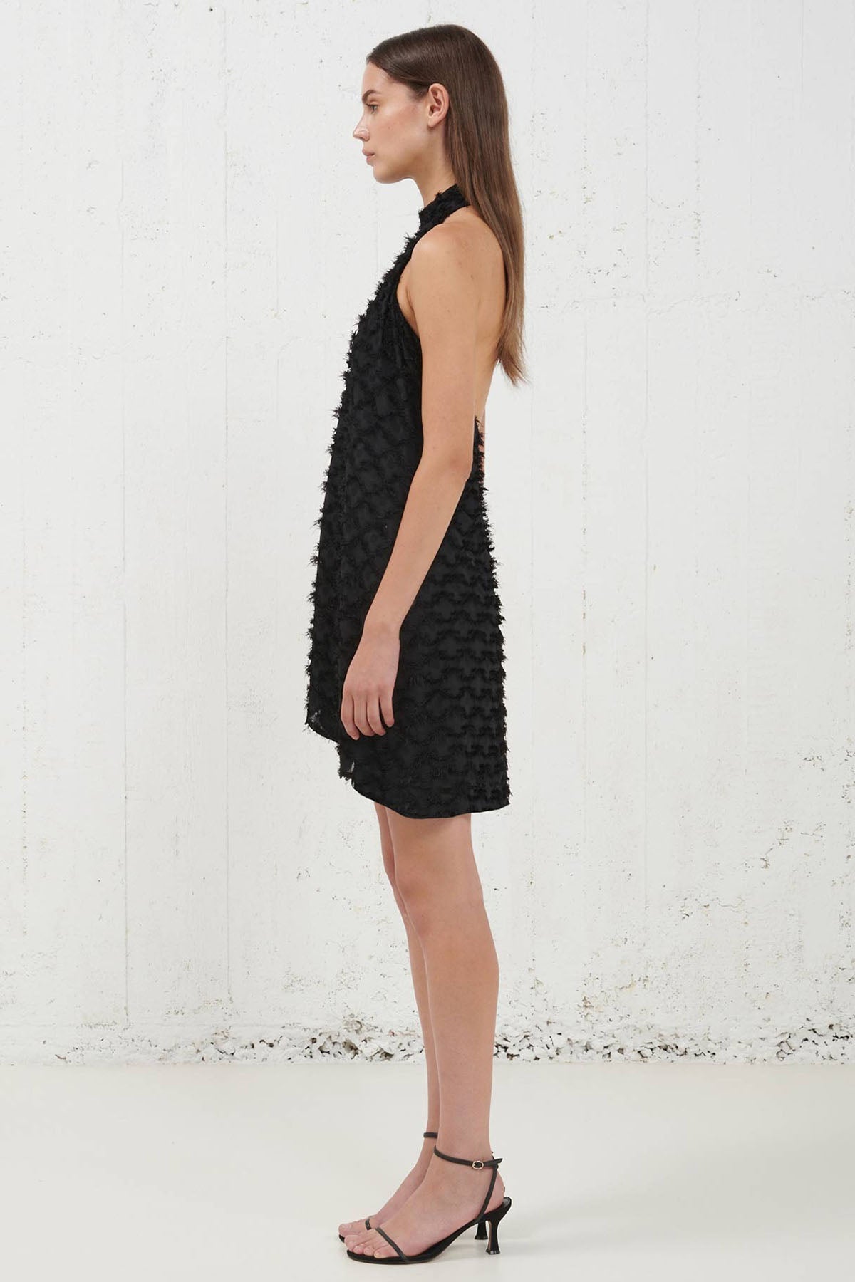 Stelios Koudounaris Sırt Dekolteli Asimetrik Kesim Mini Abiye Elbise