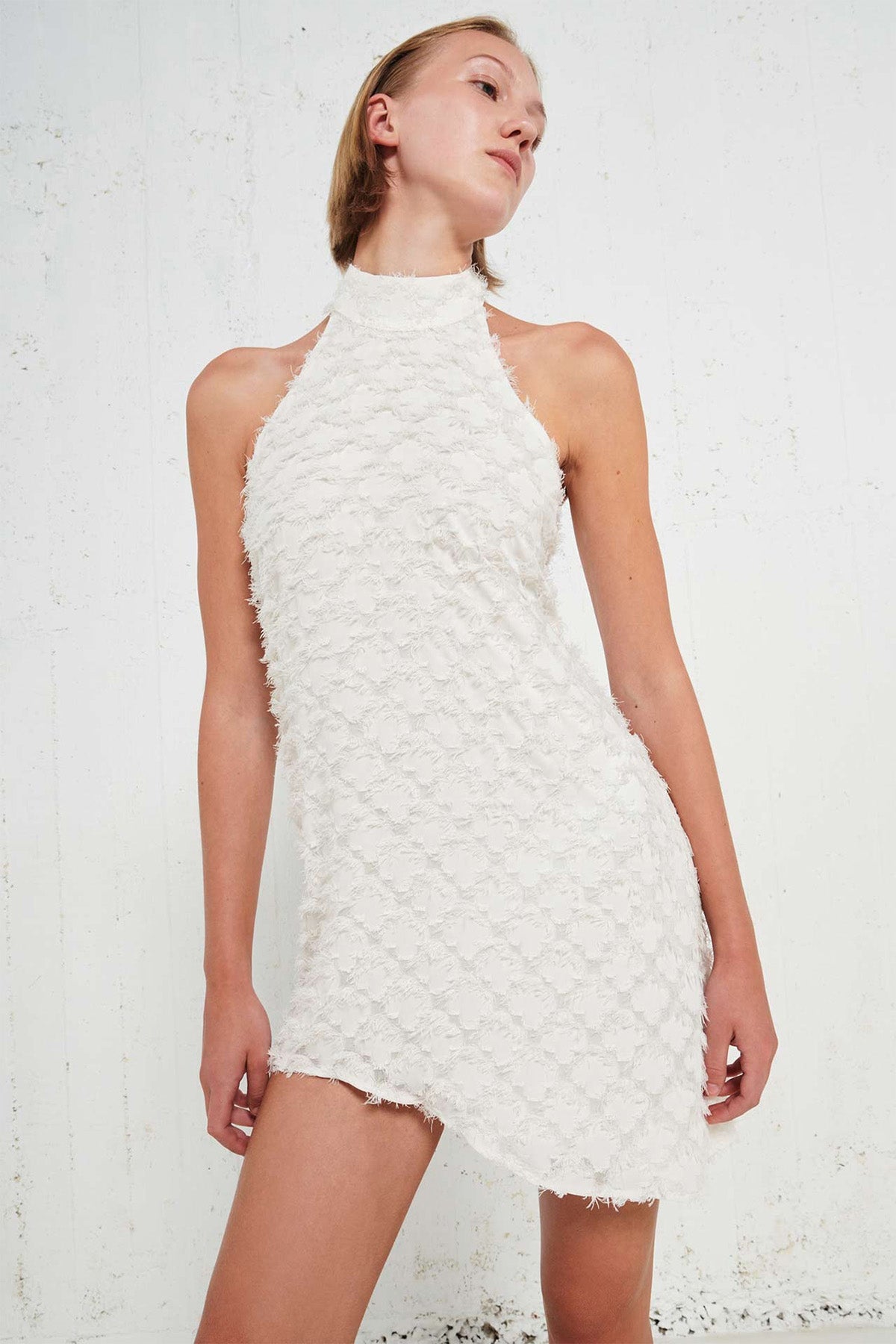 Stelios Koudounaris Sırt Dekolteli Asimetrik Kesim Mini Abiye Elbise