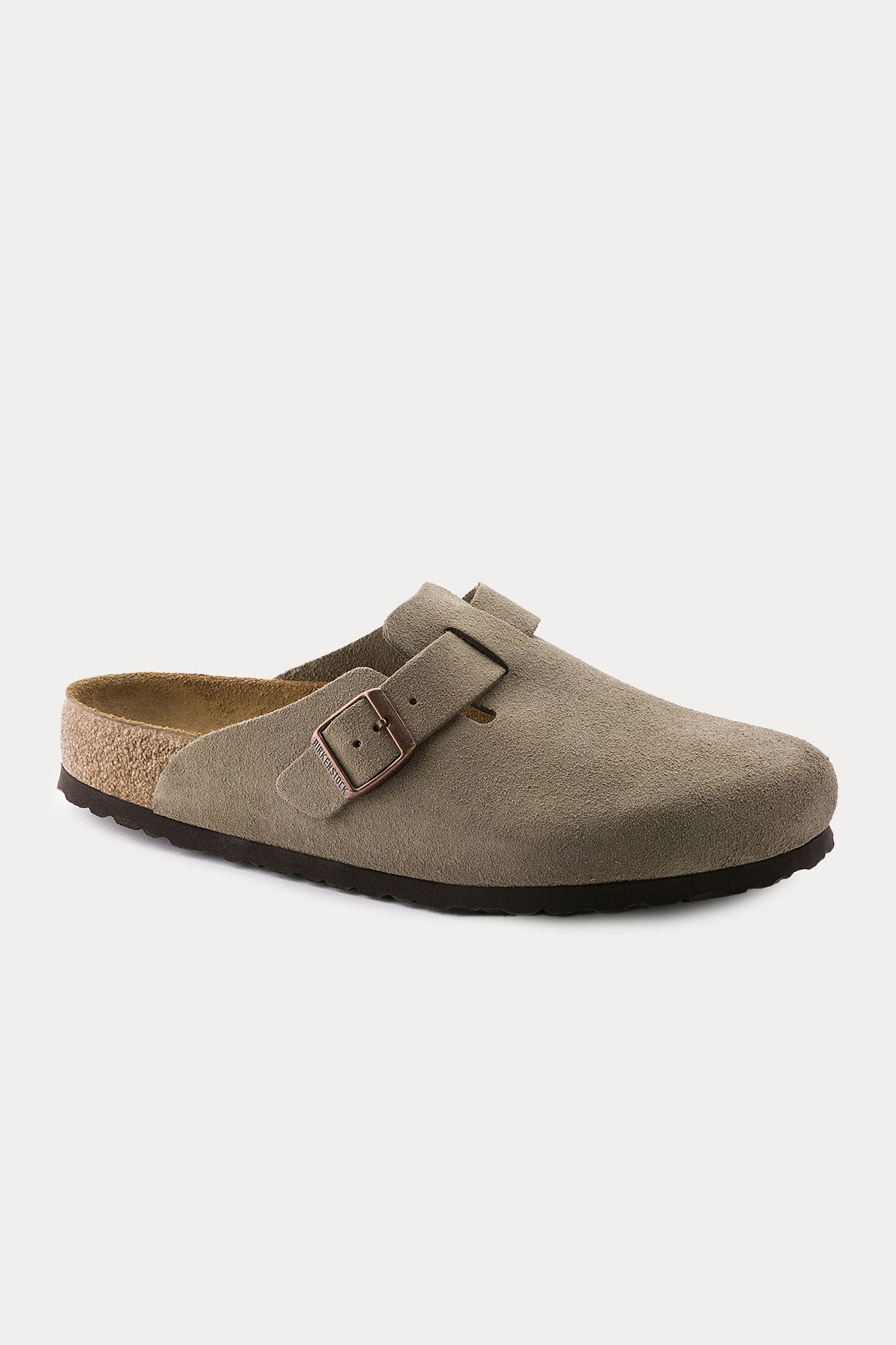 Birkenstock Boston Tek Tokalı Doğal Süet Deri Terlik-Terlik-Libas