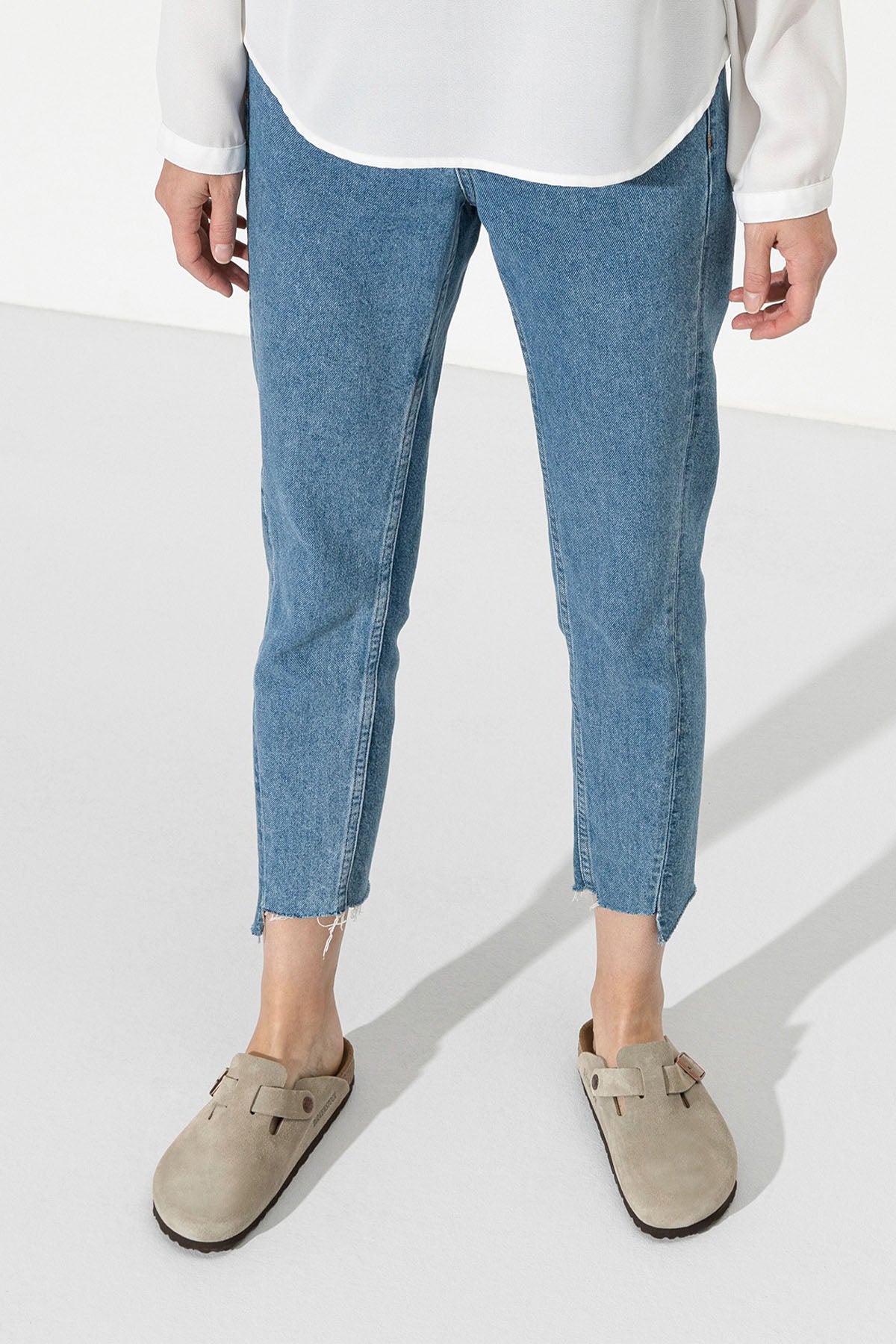 Birkenstock Boston Tek Tokalı Doğal Süet Deri Terlik