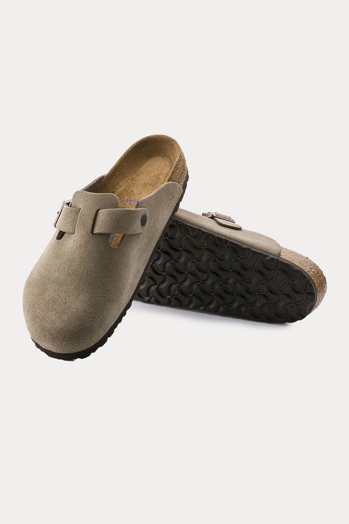 Birkenstock Boston Tek Tokalı Doğal Süet Deri Terlik-Terlik-Libas