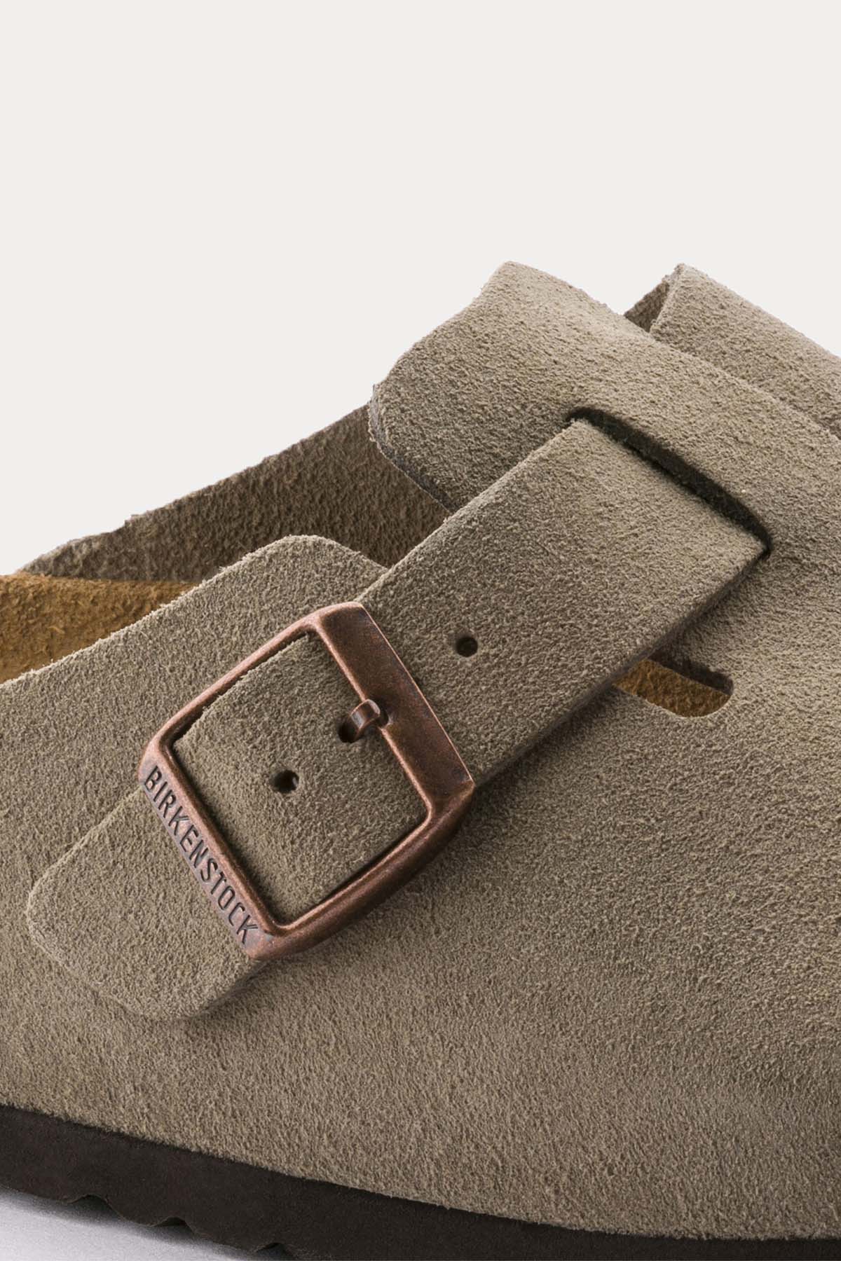 Birkenstock Boston Tek Tokalı Doğal Süet Deri Terlik-Terlik-Libas