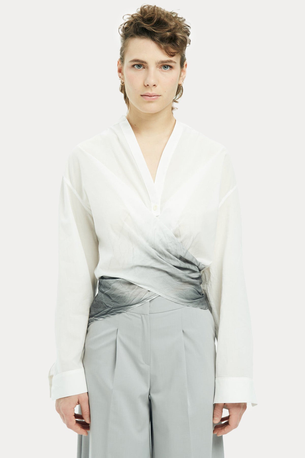 Ixos V Yaka Bağlamalı Degrade Bluz