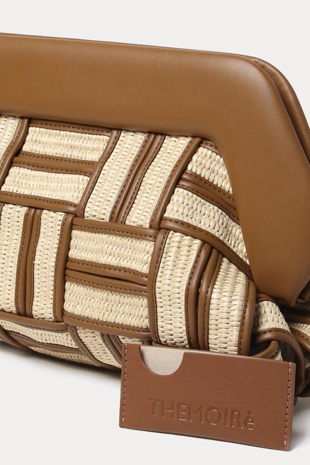 Themoire Deri Detaylı Small Hasır Örgü Omuz Çantası
