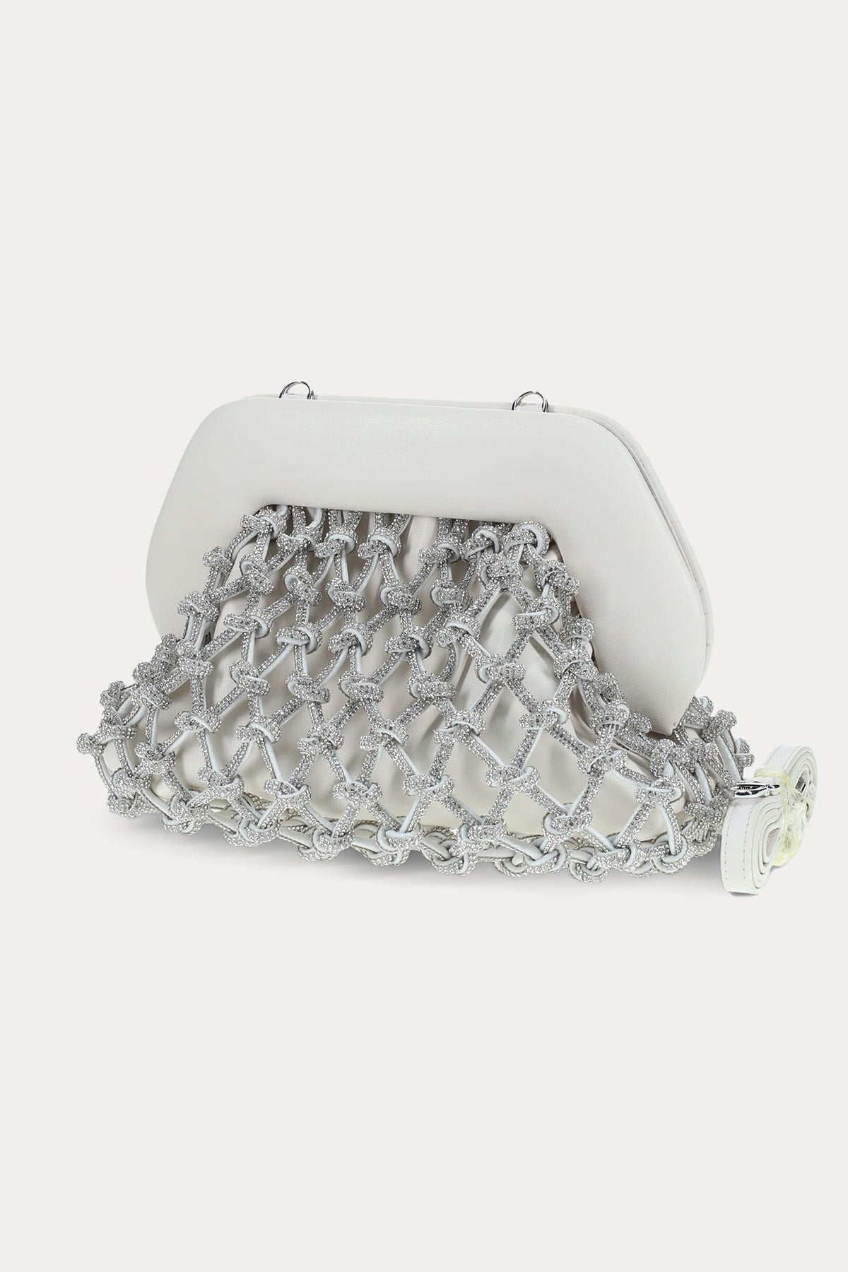 Themoire Deri Detaylı Taşlı Omuz Çantası