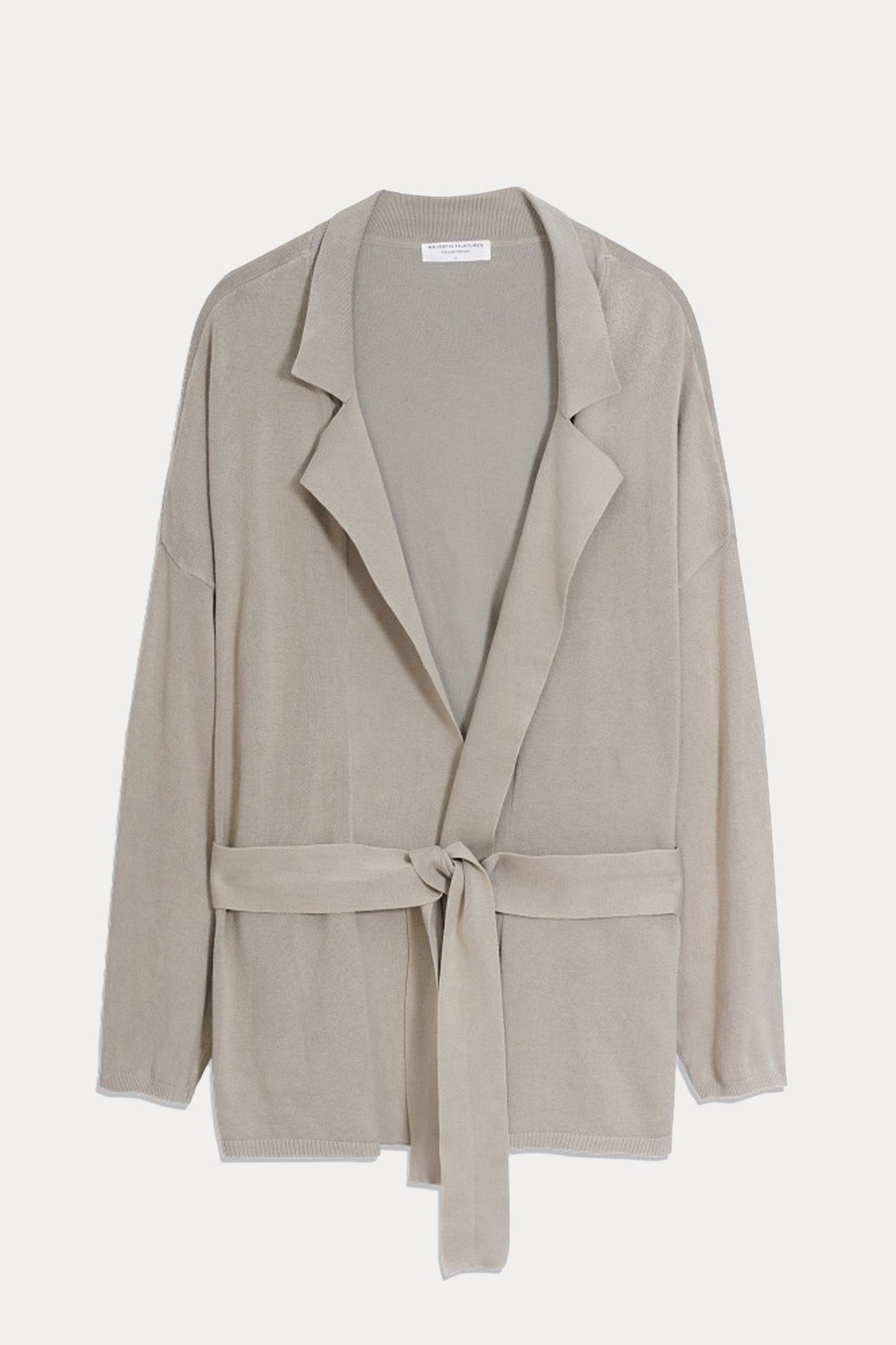 Majestic İnce Örgü Kemerli Streç Triko Ceket