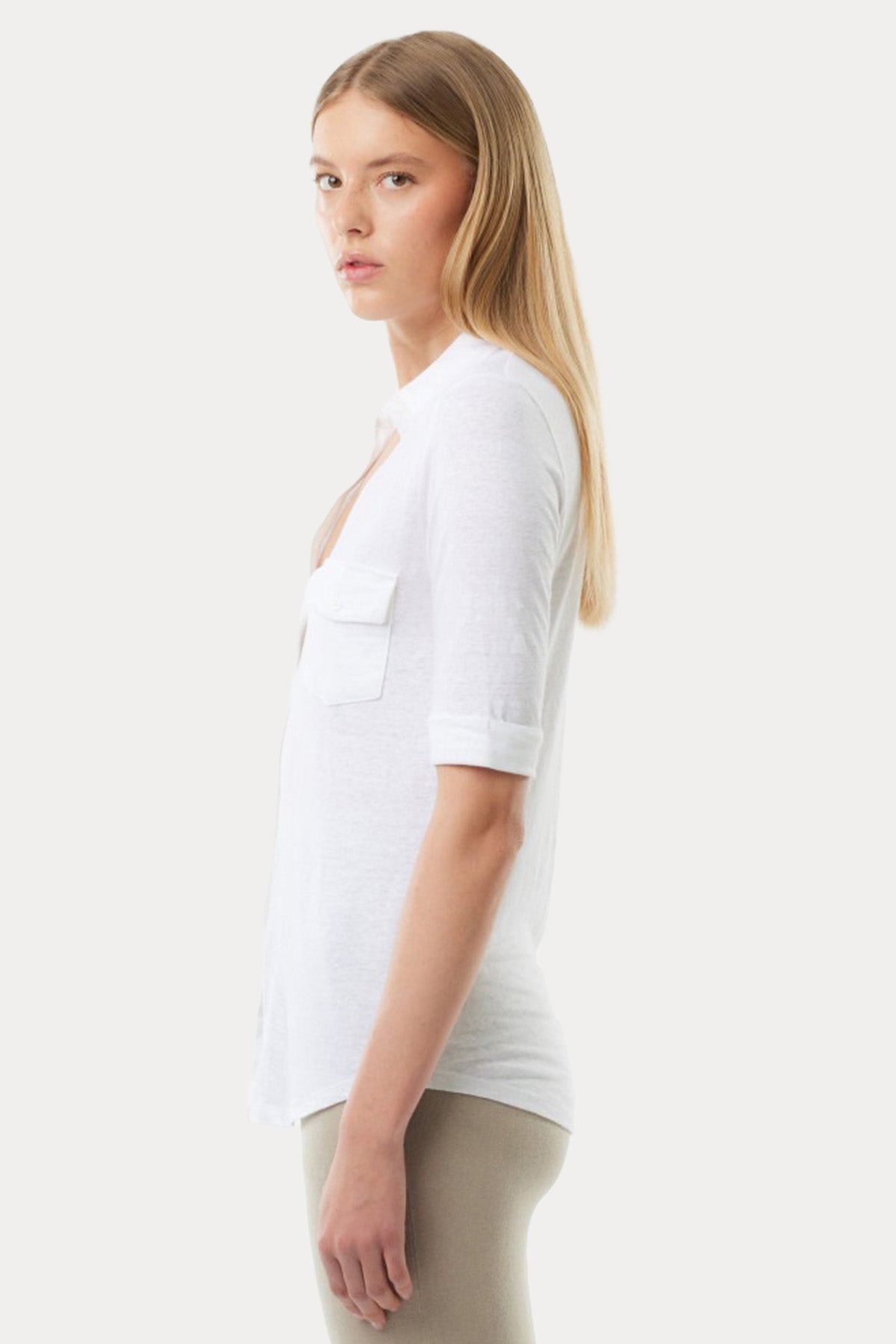 Majestic  Lydia Cepli Streç Keten Gömlek