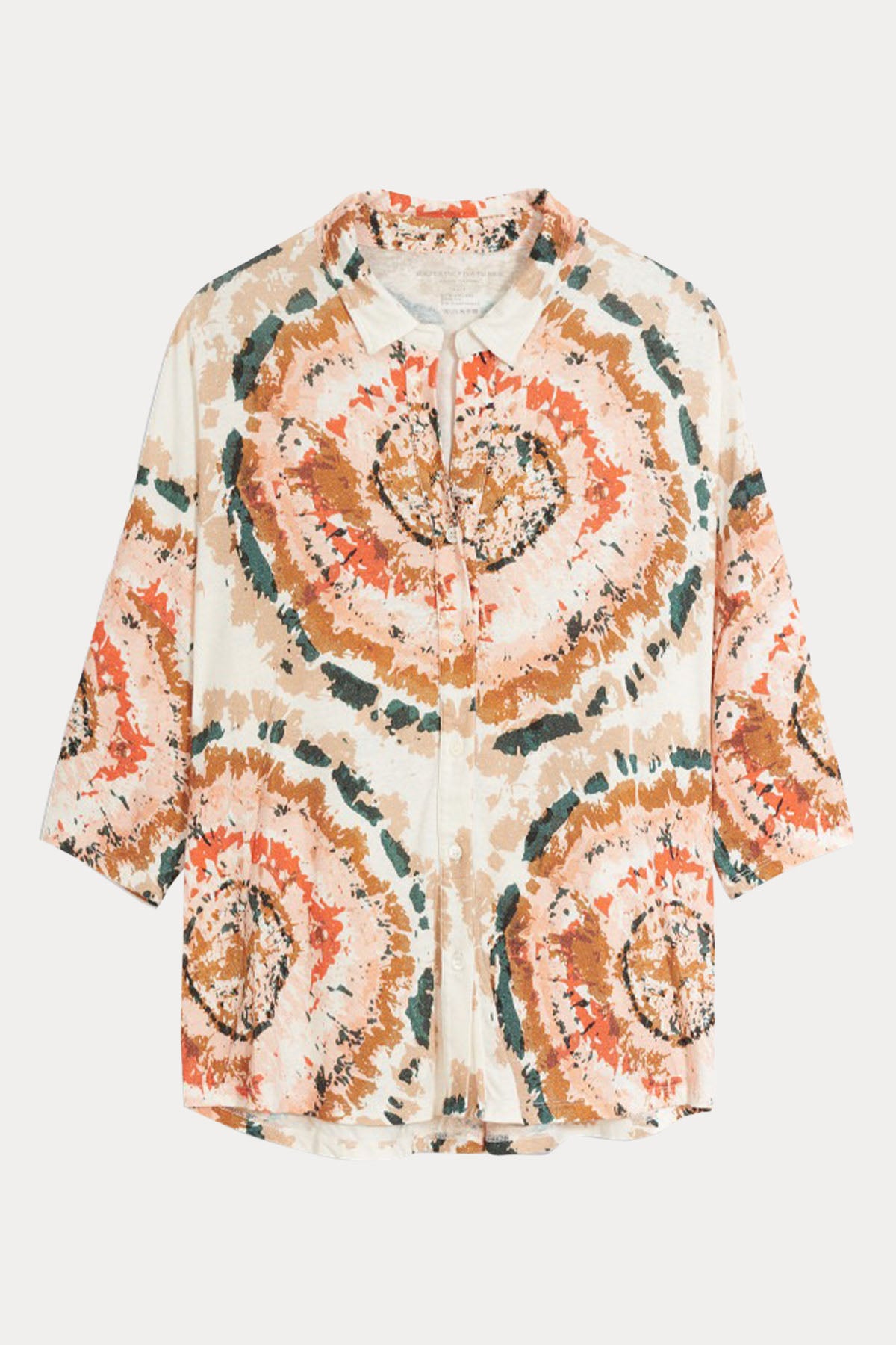 Majestic Renkli Desenli Streç Keten Gömlek