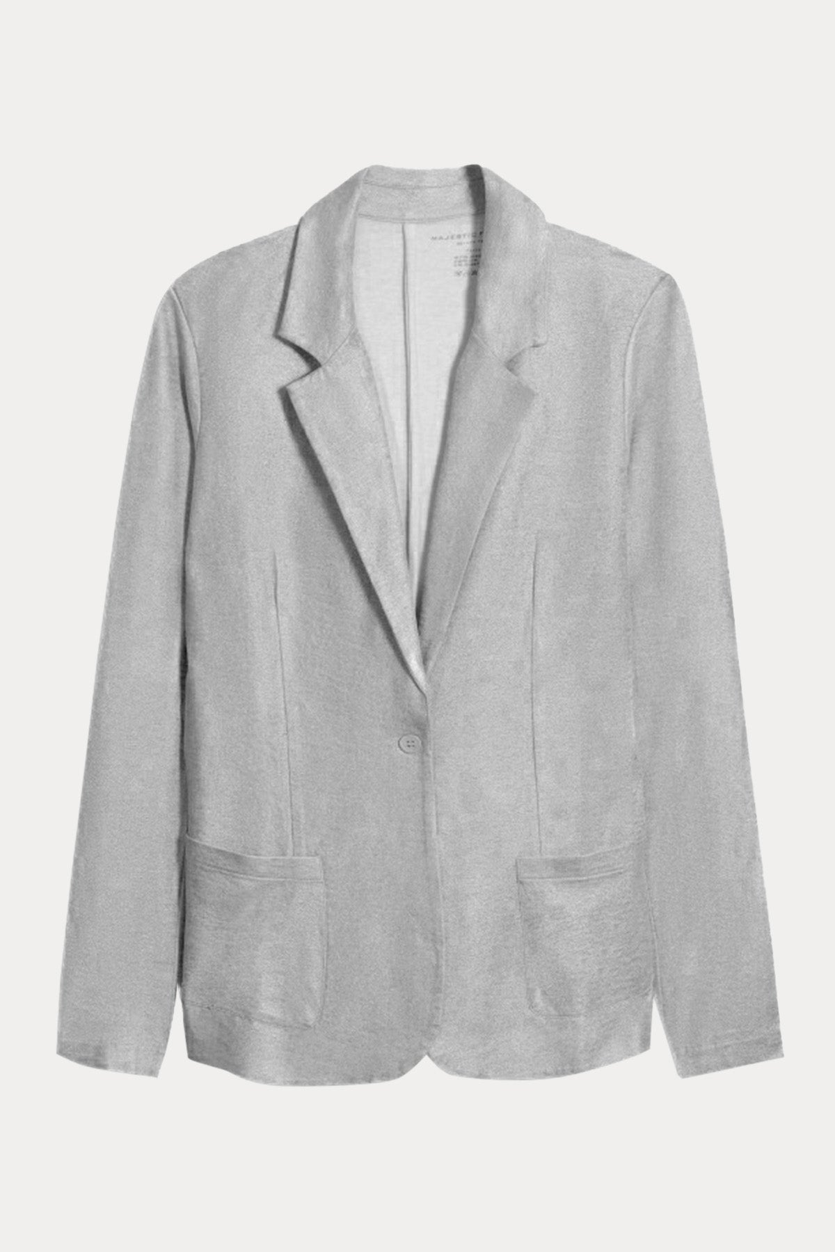 Majestic Parlak Kumaş Streç Keten Blazer Ceket