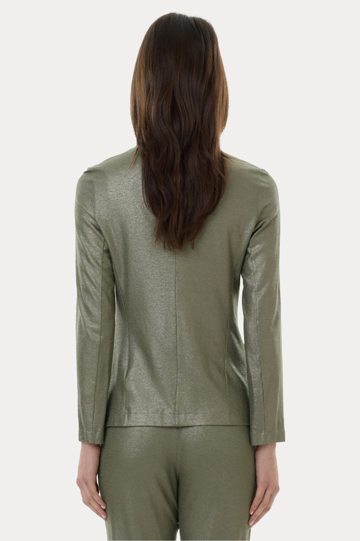 Majestic Parlak Kumaş Streç Keten Blazer Ceket