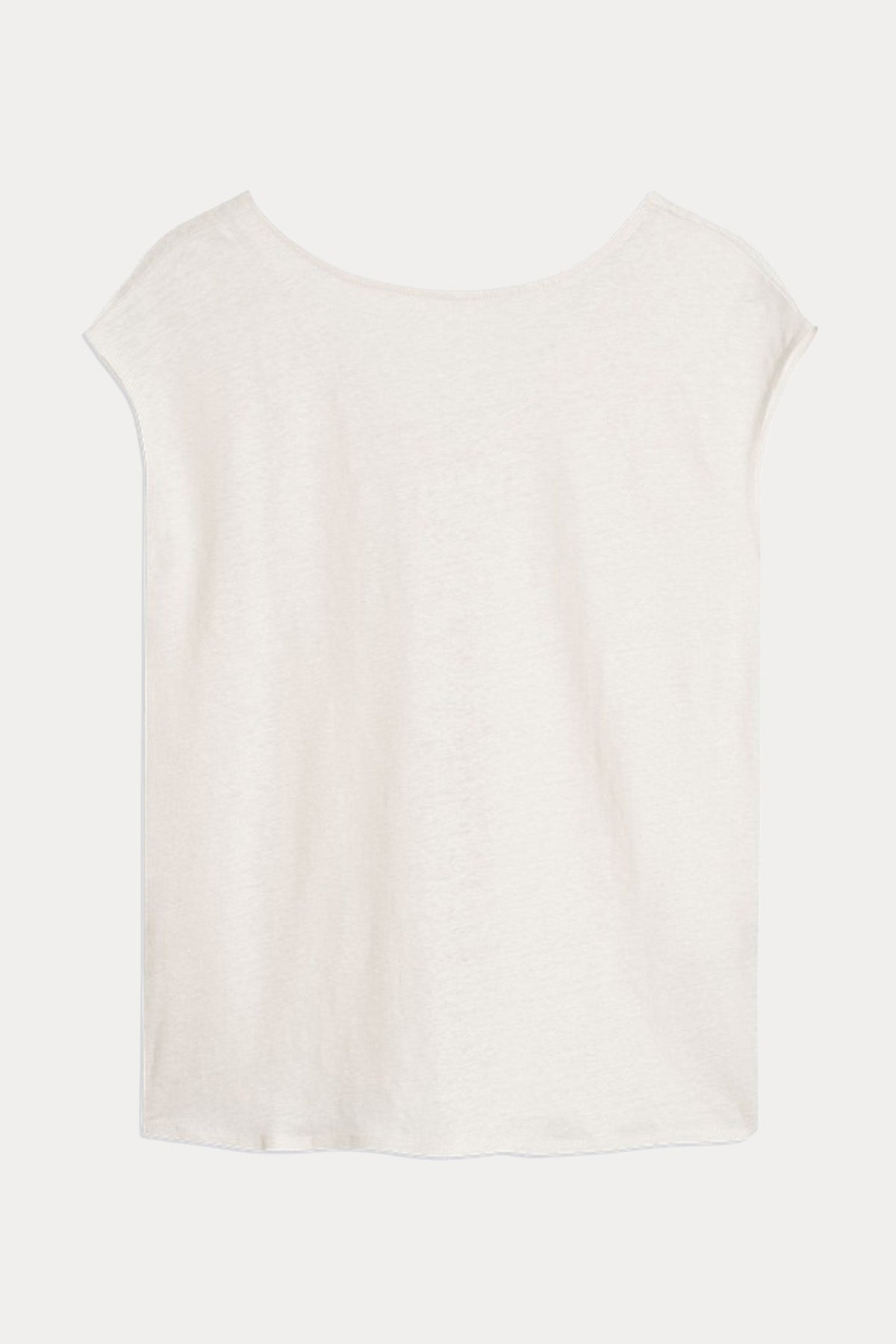 Majestic Yuvarlak Yaka Geniş Kesim Streç Keten Bluz