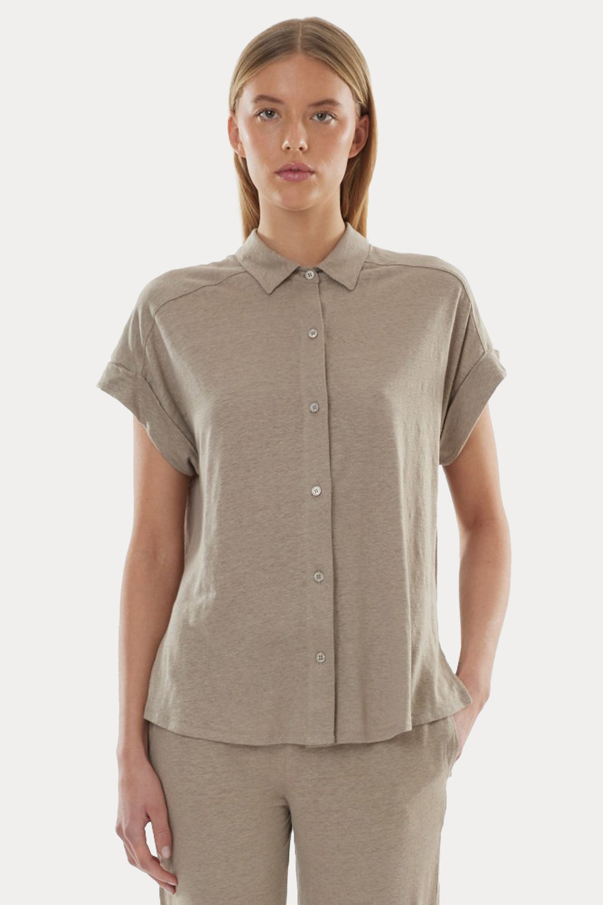 Majestic Streç Keten Gömlek