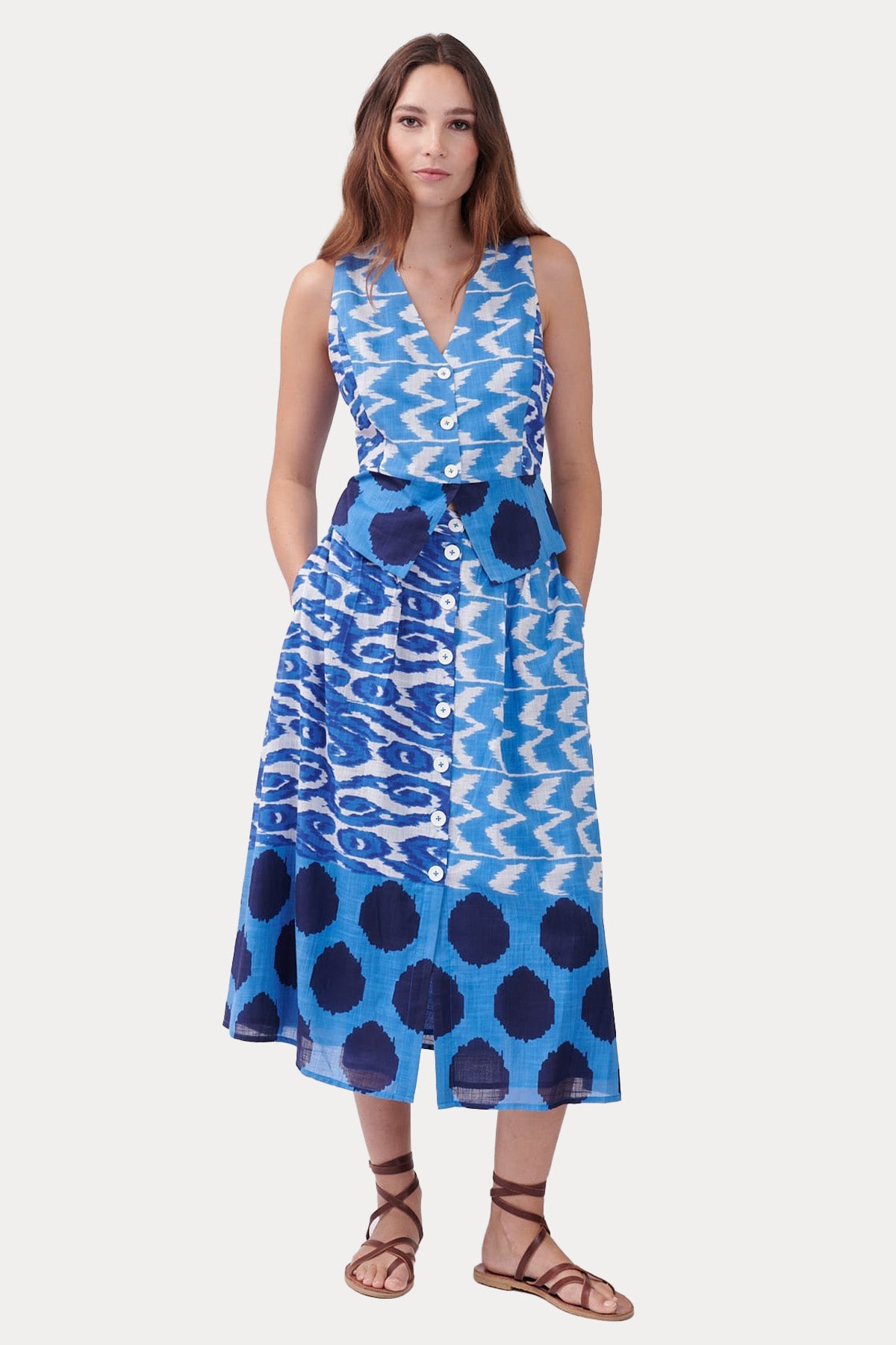 Rene Derhy V Yaka Desenli Bluz