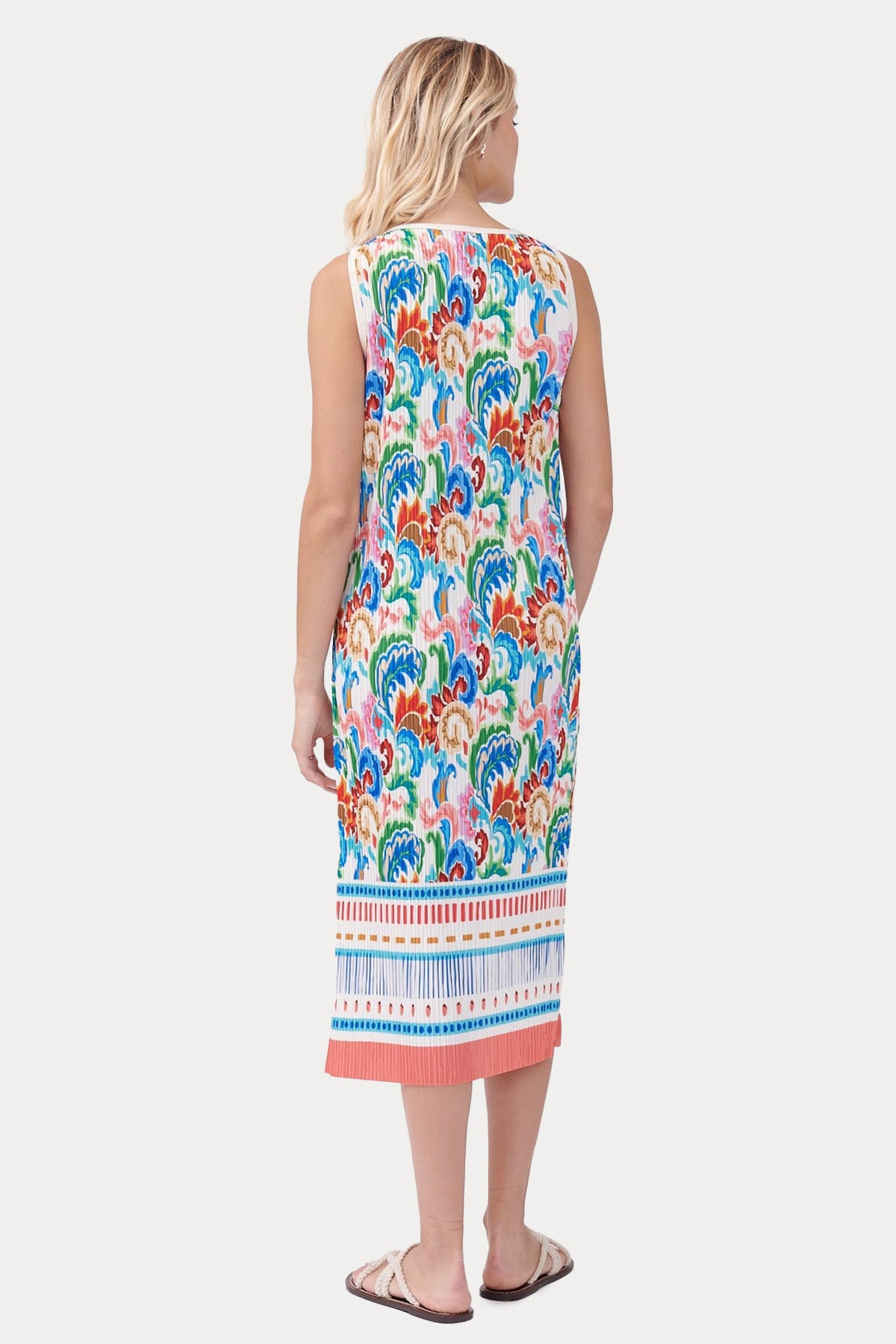 Rene Derhy Yuvarlak Yaka Desenli Midi Elbise