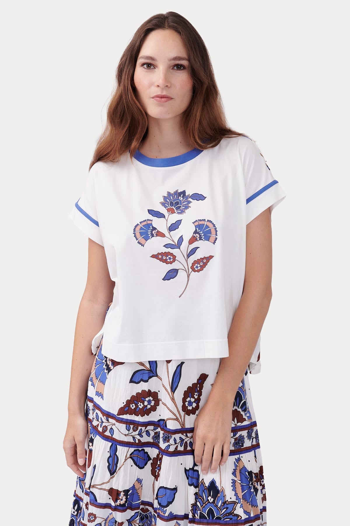 Rene Derhy Yuvarlak Yaka Etnik Desenli T-shirt