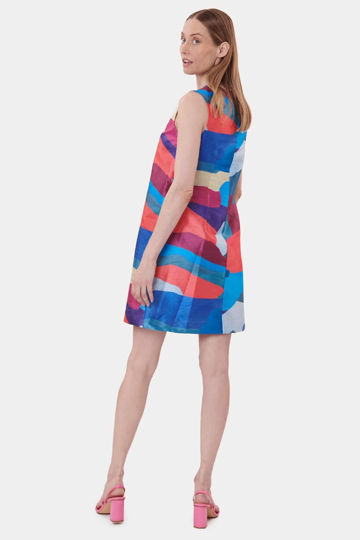 Rene Derhy Taşlı Yuvarlak Yaka Desenli Mini Elbise