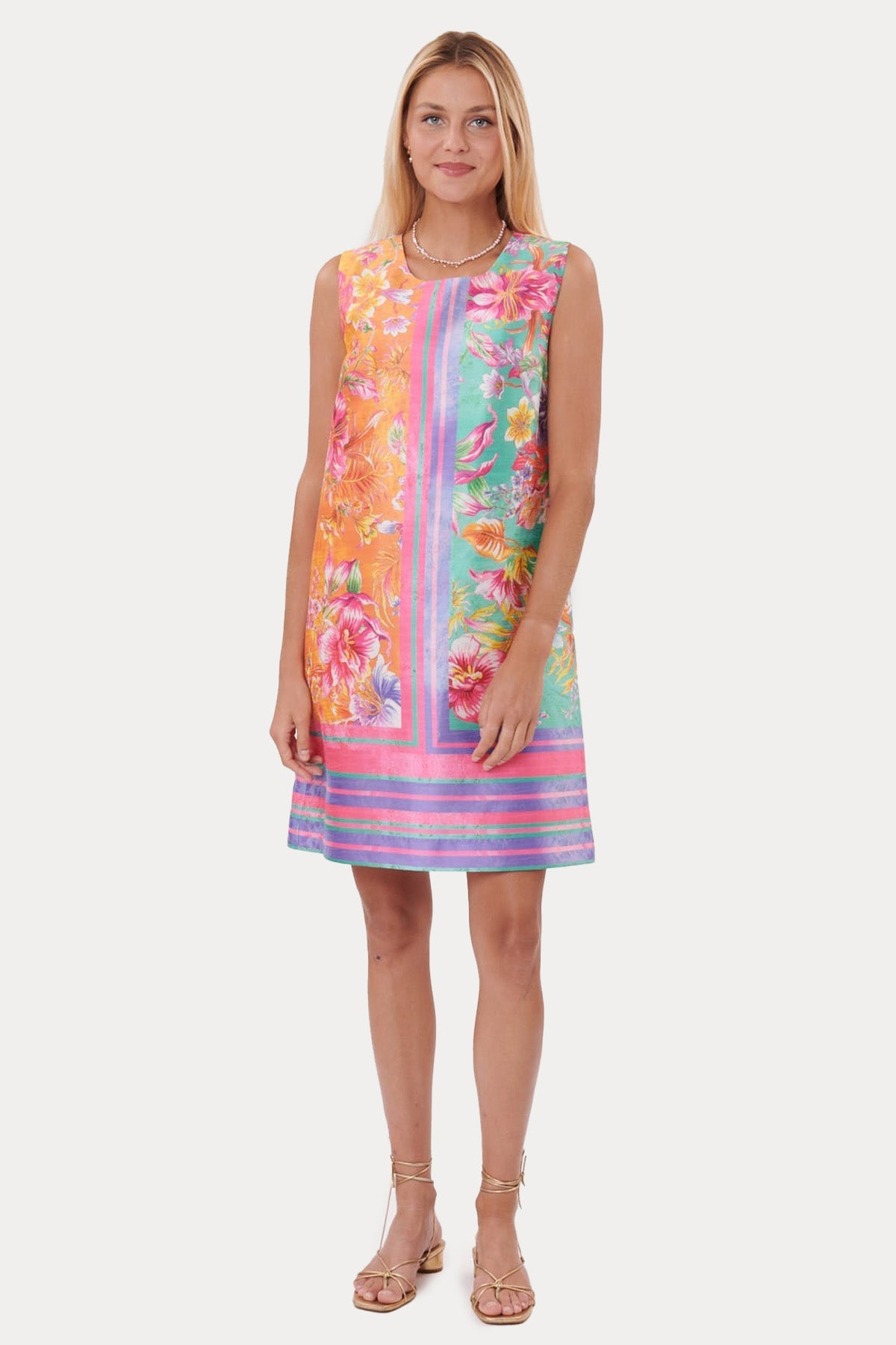 Rene Derhy Yuvarlak Yaka Desenli Dizüstü Elbise