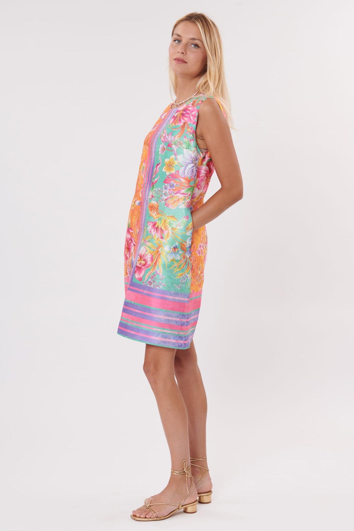 Rene Derhy Yuvarlak Yaka Desenli Dizüstü Elbise