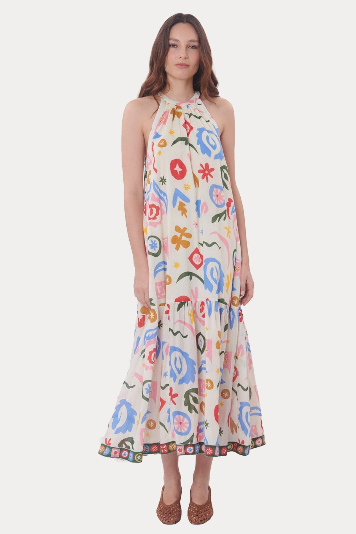 Rene Derhy Renkli Desenli Maxi Elbise