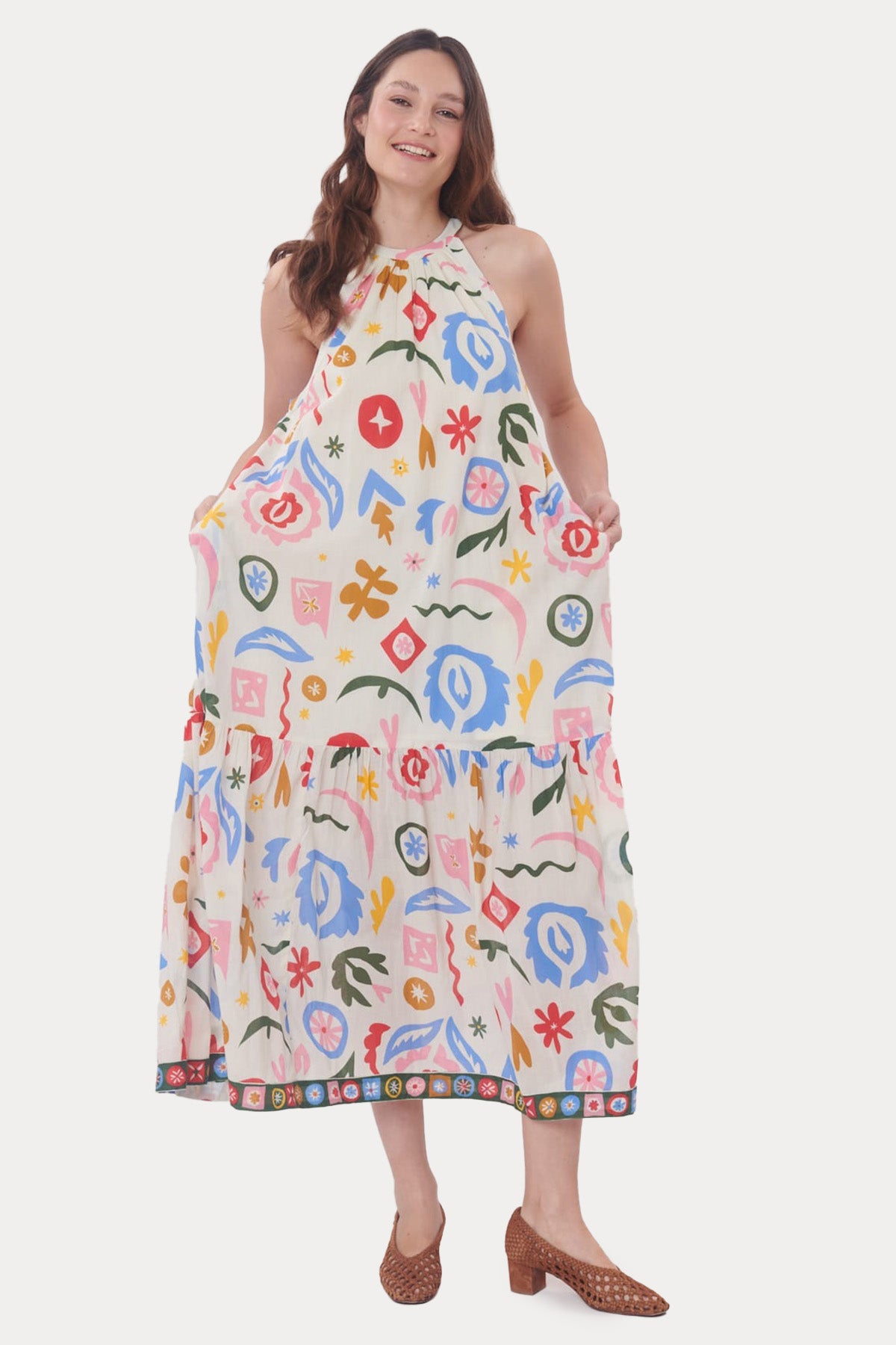 Rene Derhy Renkli Desenli Maxi Elbise