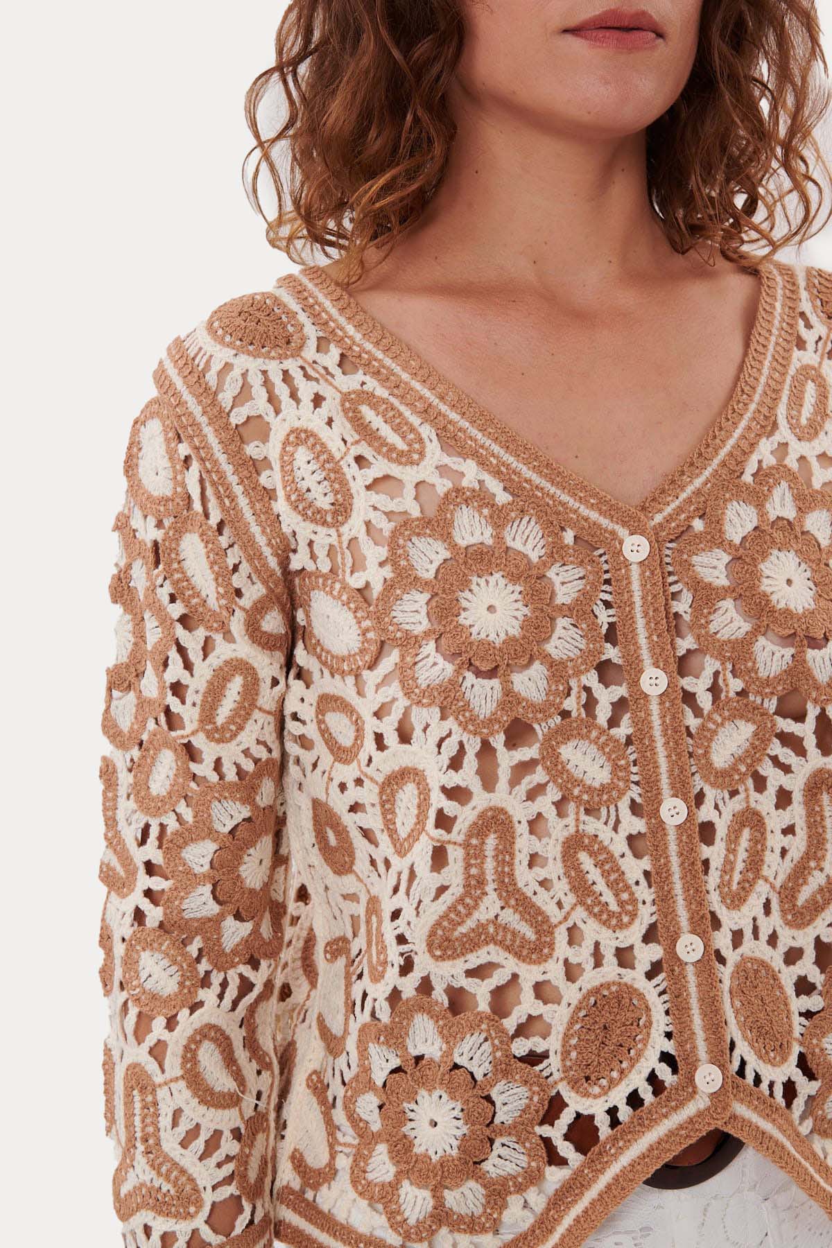 Rene Derhy Dantel Nakış Örgü Triko Ceket