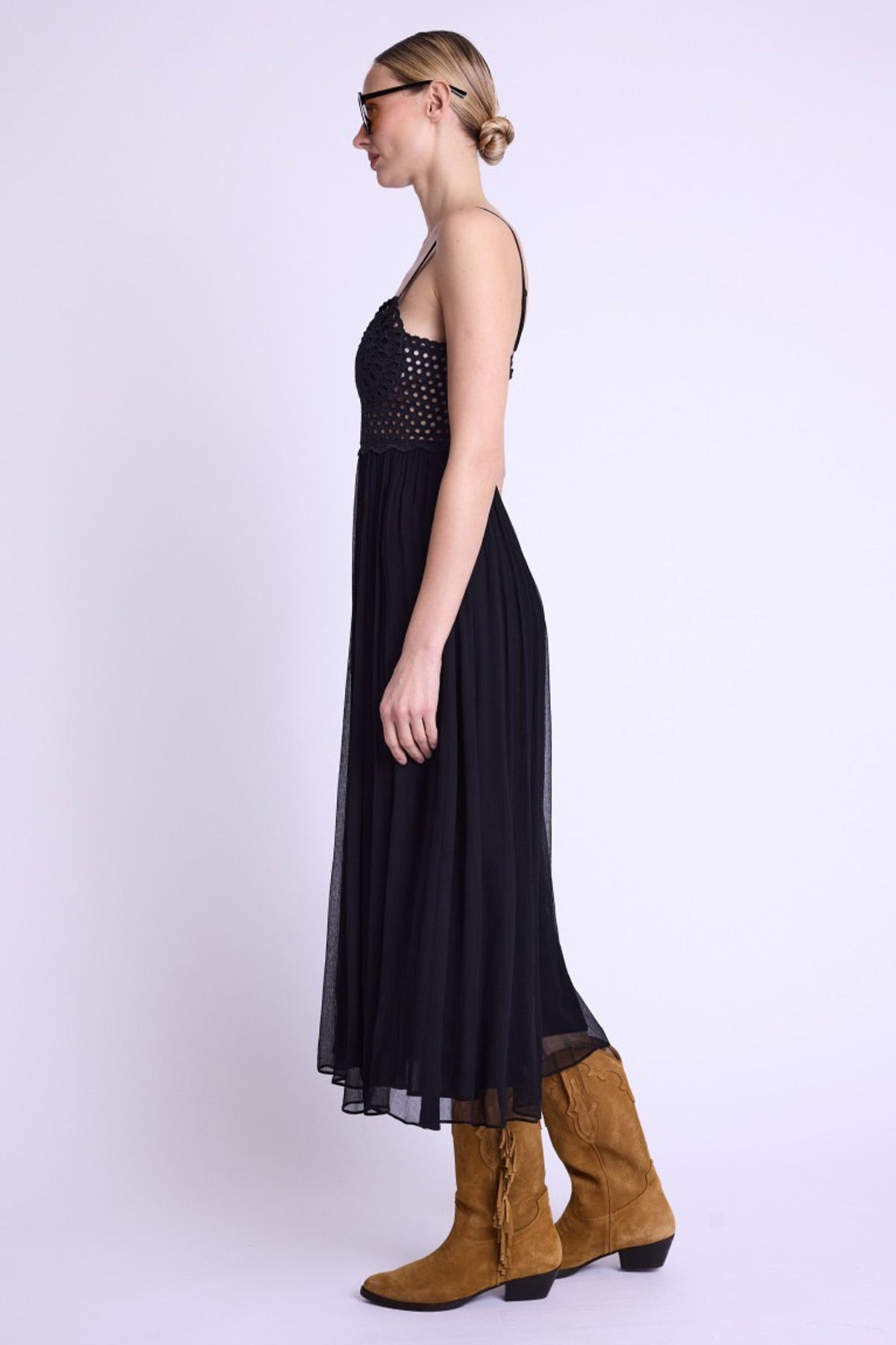 Berenice Reina Dantel Nakışlı Midi Elbise