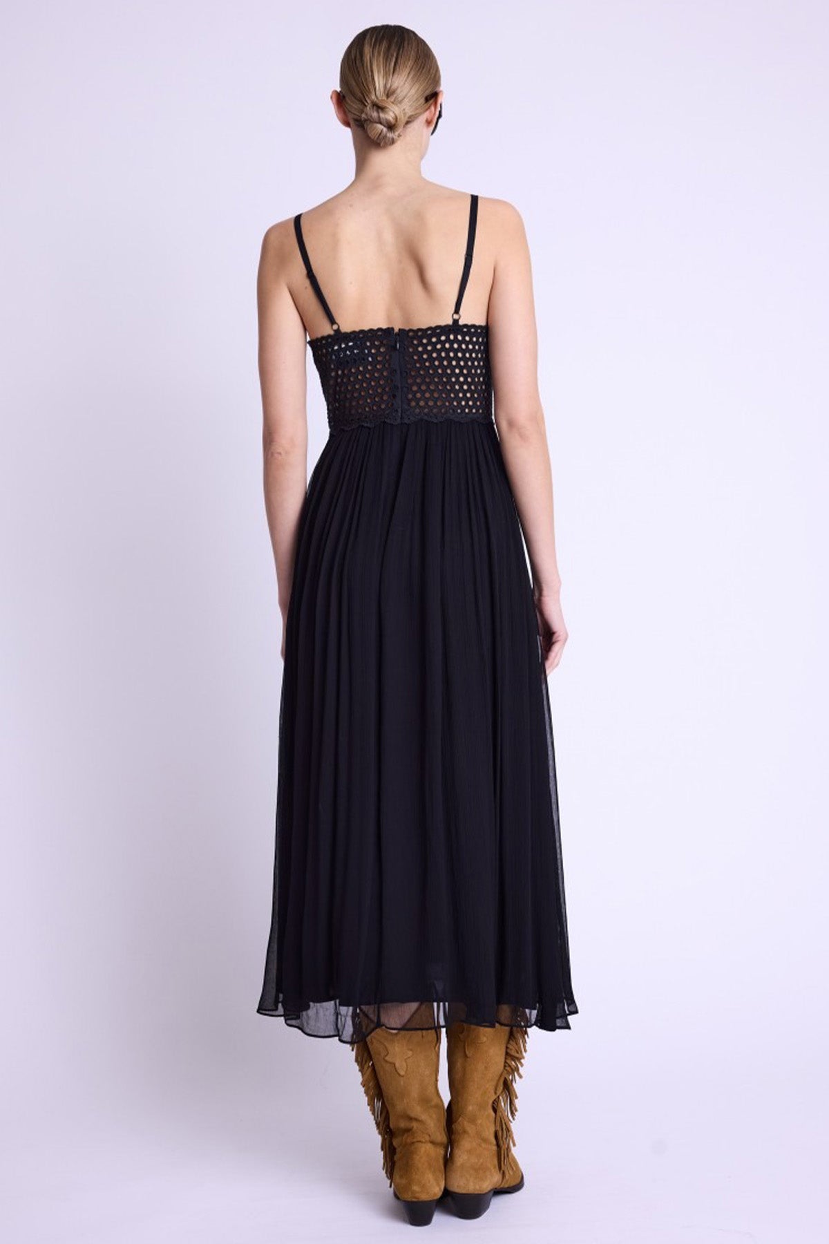 Berenice Reina Dantel Nakışlı Midi Elbise