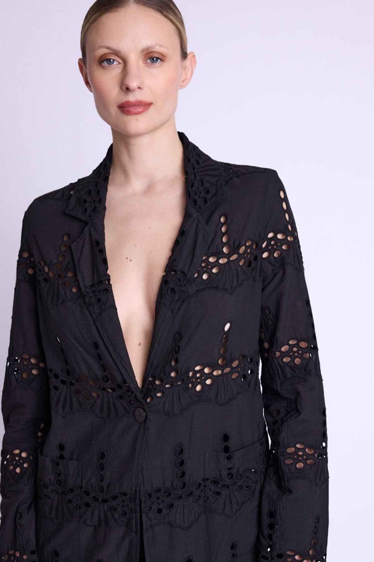 Berenice Vizena Dantel Nakışlı Blazer Ceket-Ceket-Libas