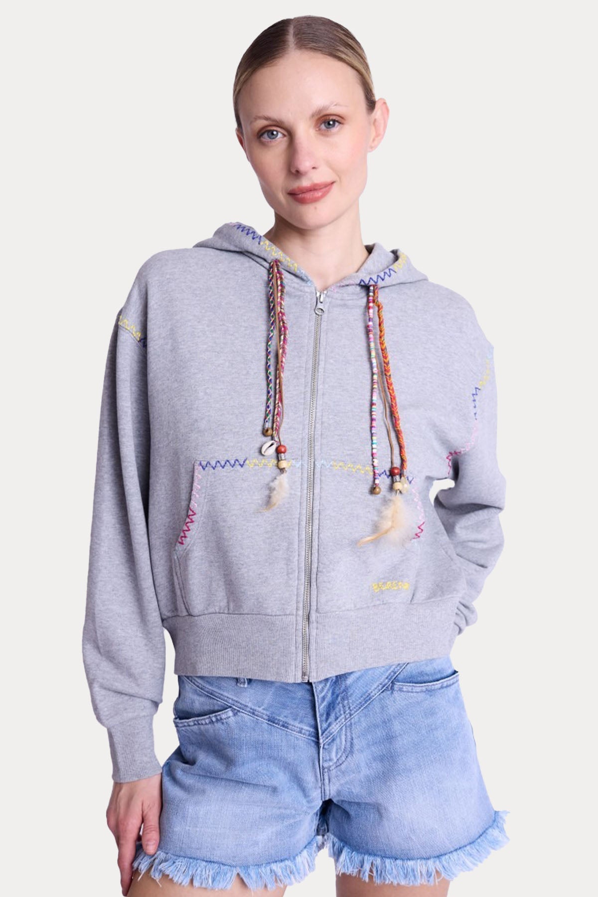 Berenice Diego Kanat Desenli Kapüşonlu Sweatshirt Ceket