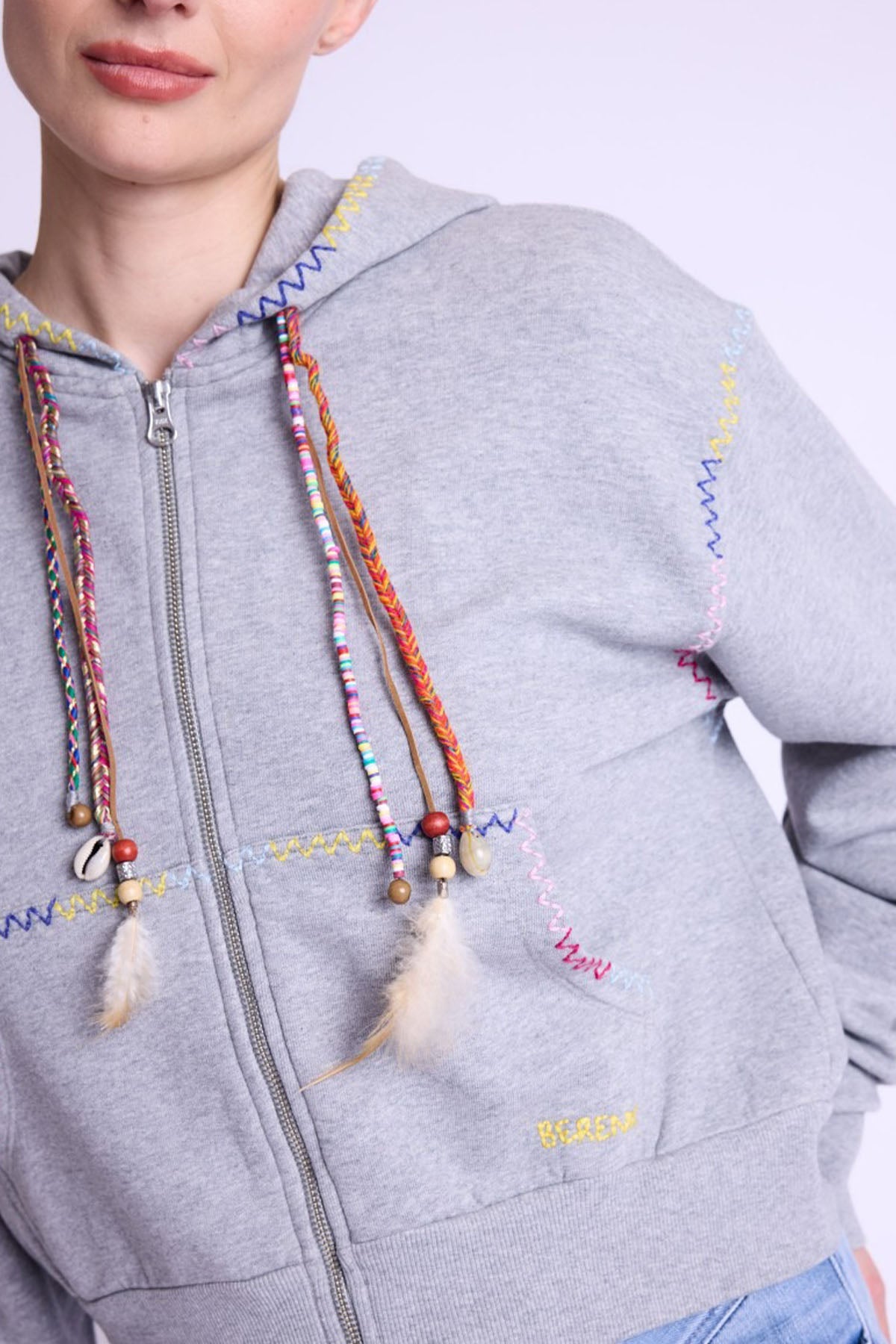 Berenice Diego Kanat Desenli Kapüşonlu Sweatshirt Ceket