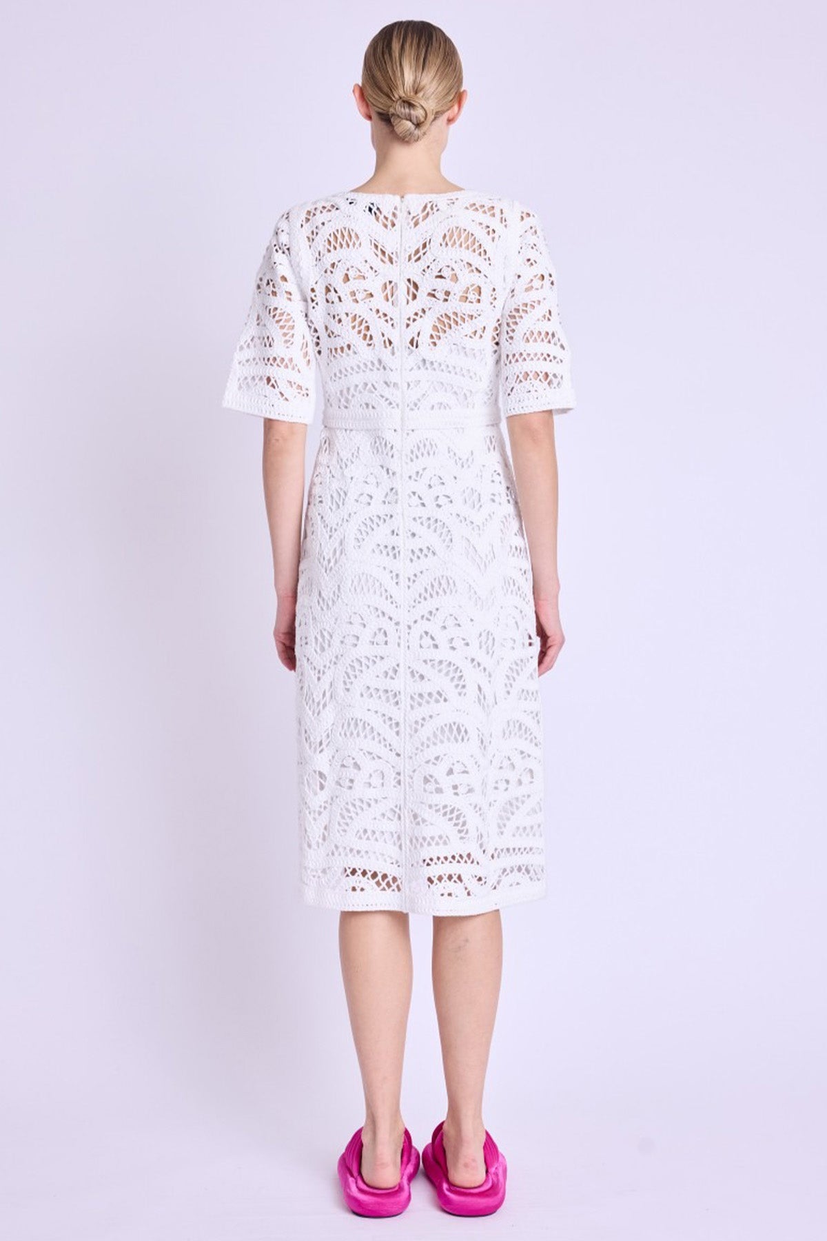 Berenice Raimunda Dantel Nakışlı Midi Elbise