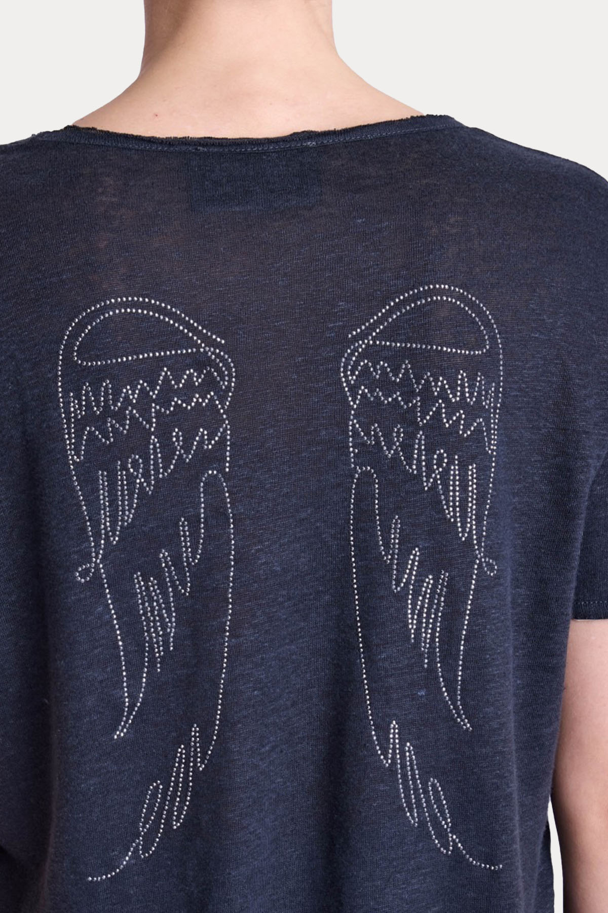 Berenice Emmaailes Regular Fit Kanat Desenli Keten T-shirt