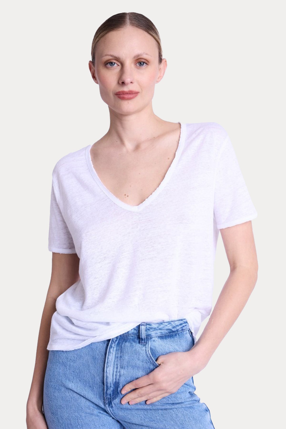 Berenice Emmaailes Regular Fit Kanat Desenli Keten T-shirt