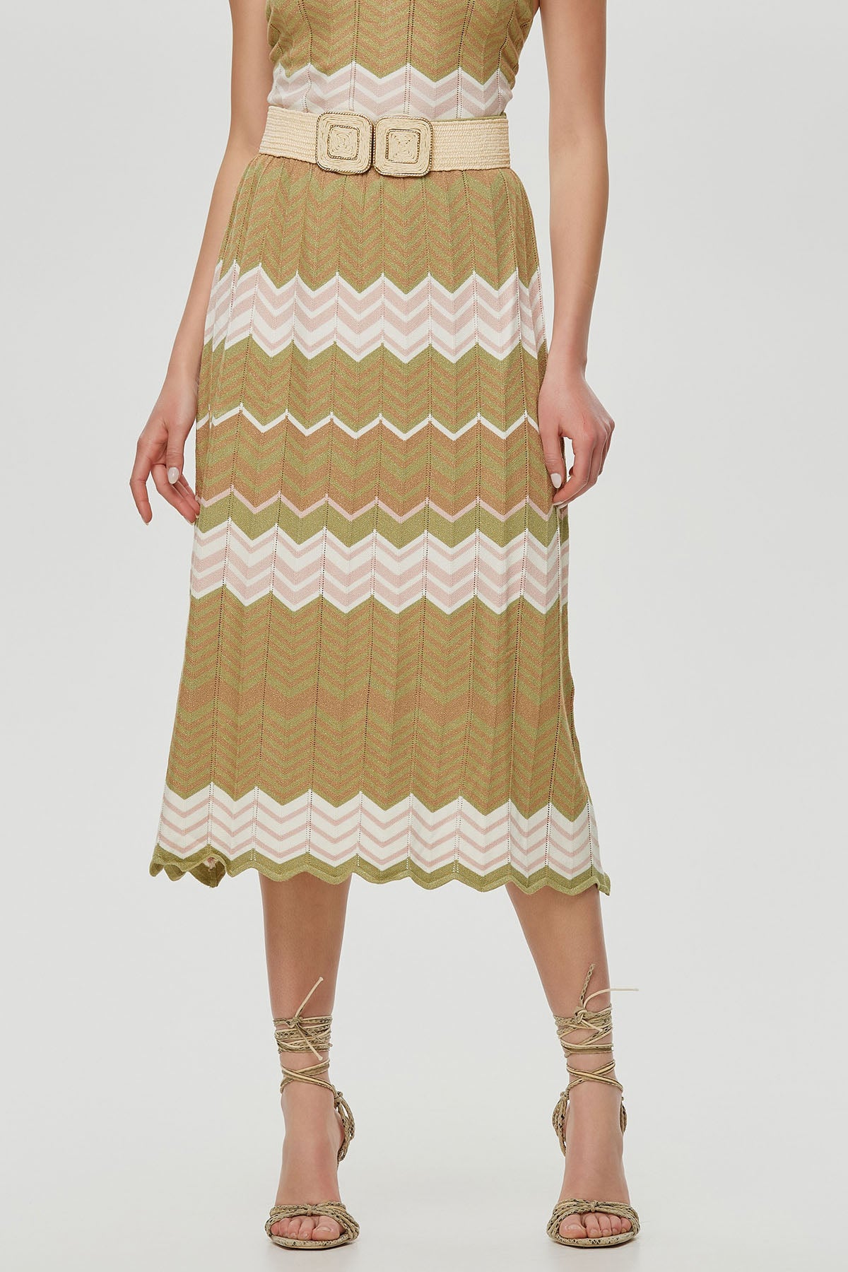 Lynne Örgü Desenli Midi Etek