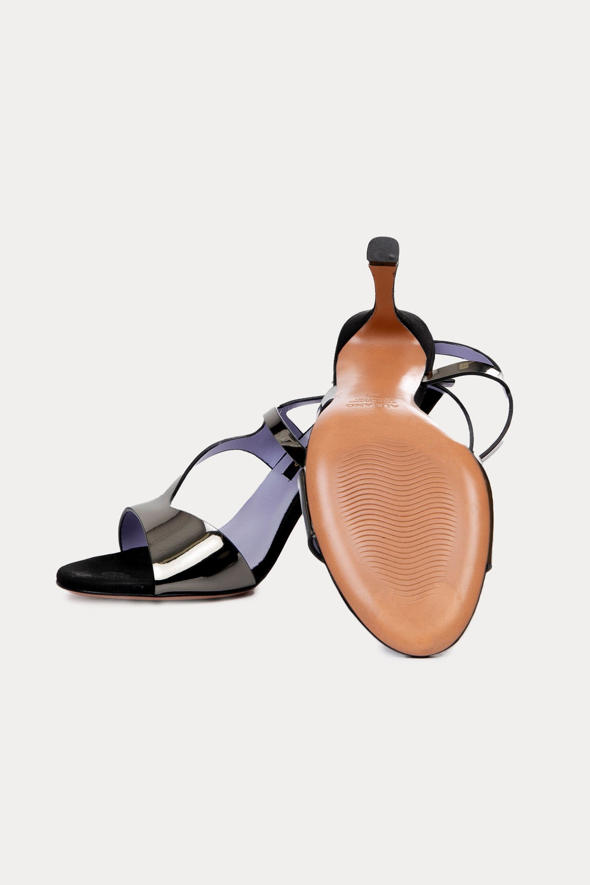 Albano Süet Detaylı Metalik Deri Topuklu Abiye Ayakkabı