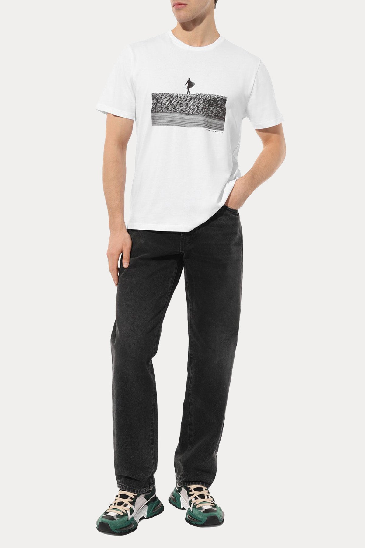 7 For All Mankind Yuvarlak Yaka Desenli T-shirt-T-shirt-Libas
