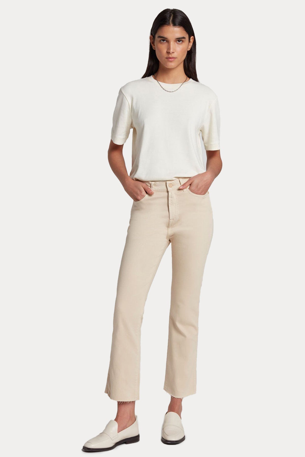 7 For All Mankind Yüksek Bel Doğal Kesim Crop Paça Jeans-Jeans-Libas