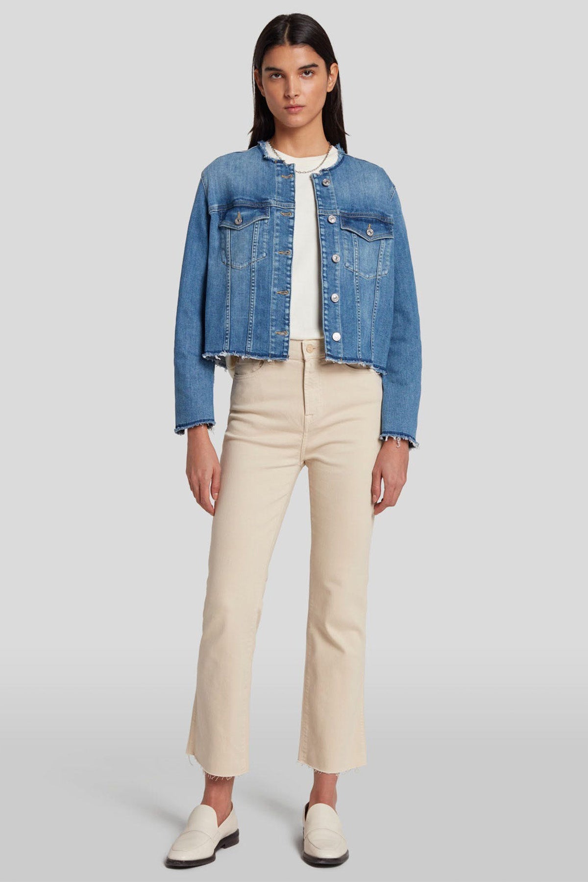 7 For All Mankind Yüksek Bel Doğal Kesim Crop Paça Jeans-Jeans-Libas