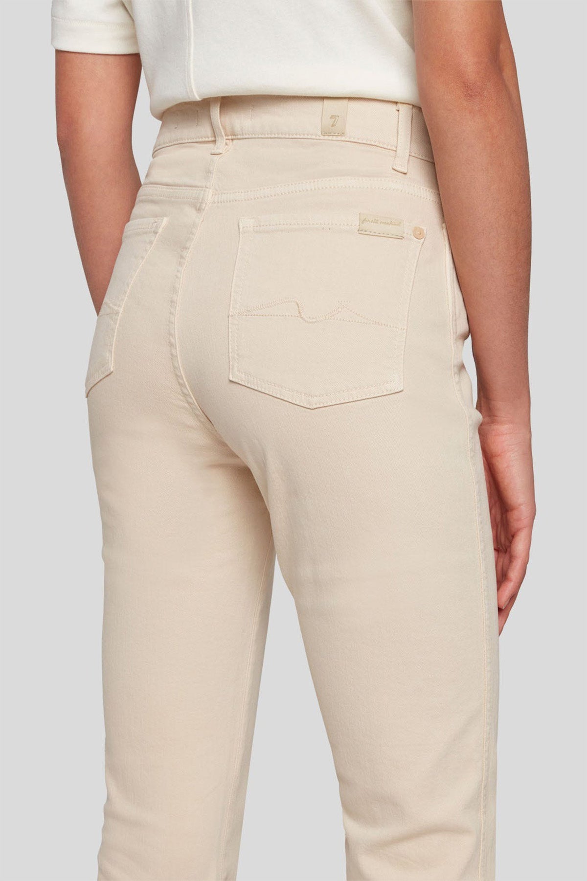 7 For All Mankind Yüksek Bel Doğal Kesim Crop Paça Jeans-Jeans-Libas