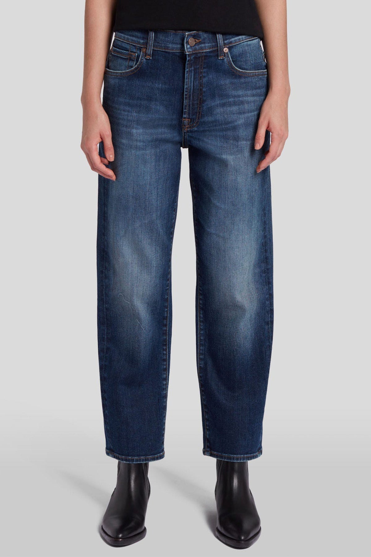 7 For All Mankind Yüksek Bel Mom Fit Yıkamalı Jeans-Jeans-Libas