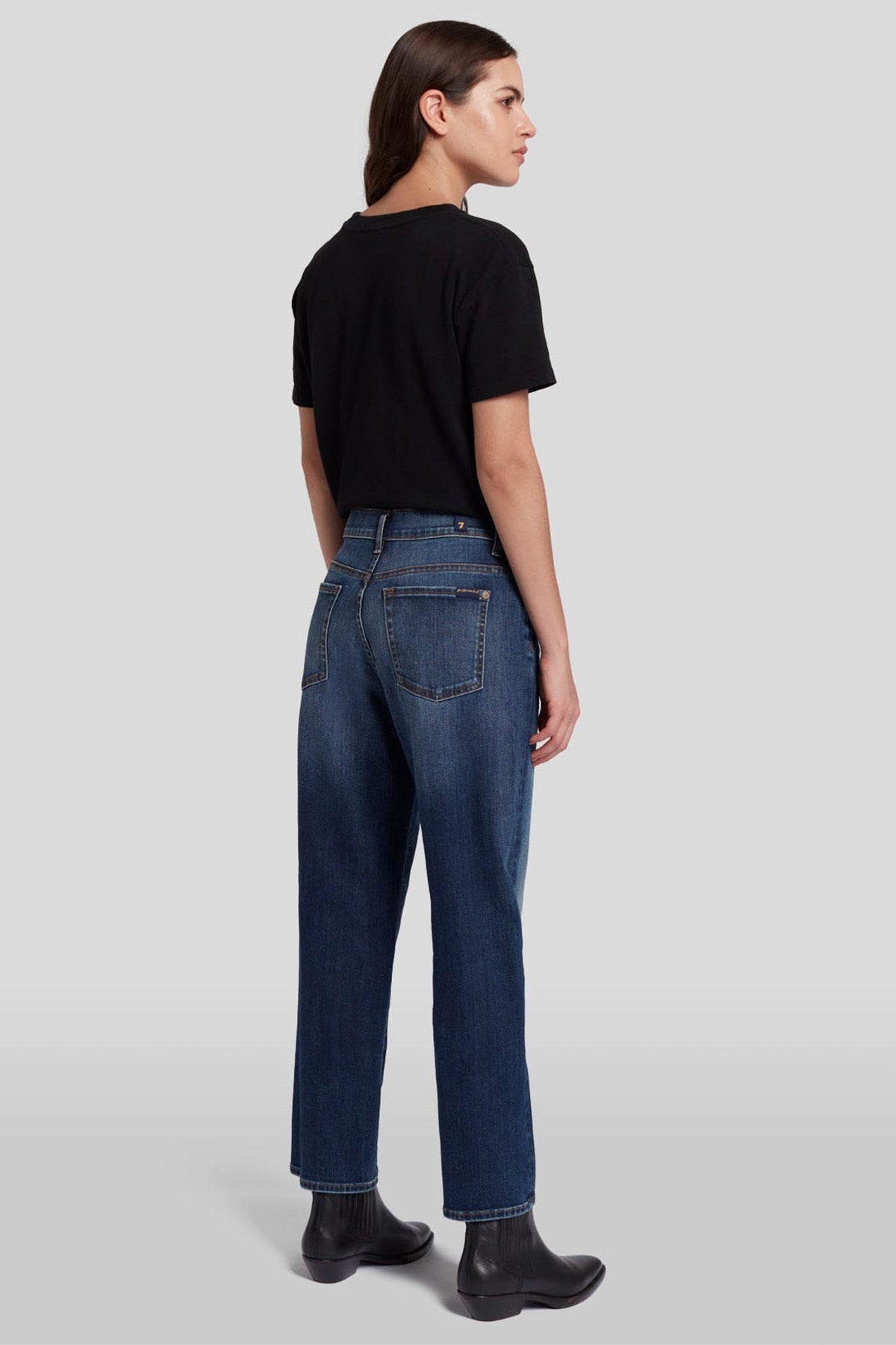 7 For All Mankind Yüksek Bel Mom Fit Yıkamalı Jeans-Jeans-Libas
