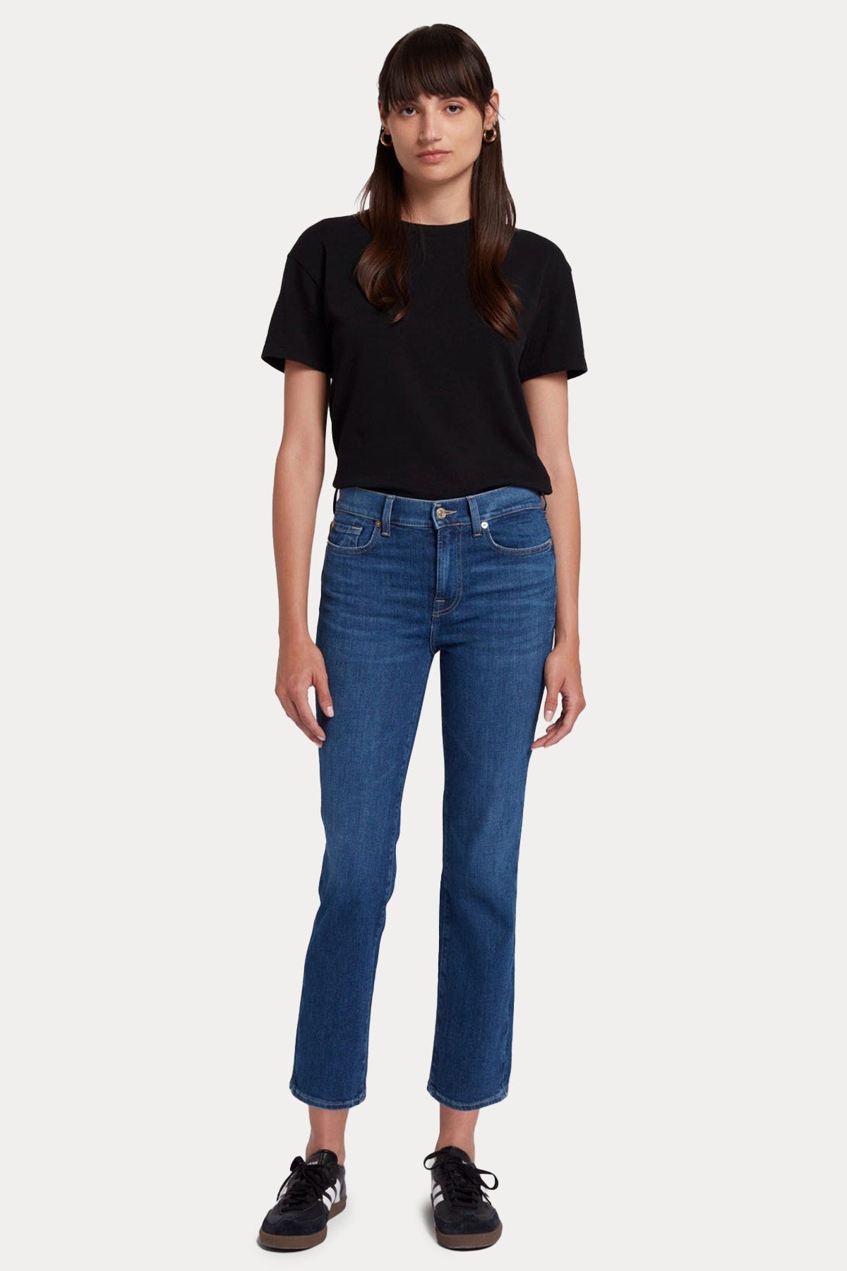 7 For All Mankind Straight Slim Fit Crop Paça Jeans