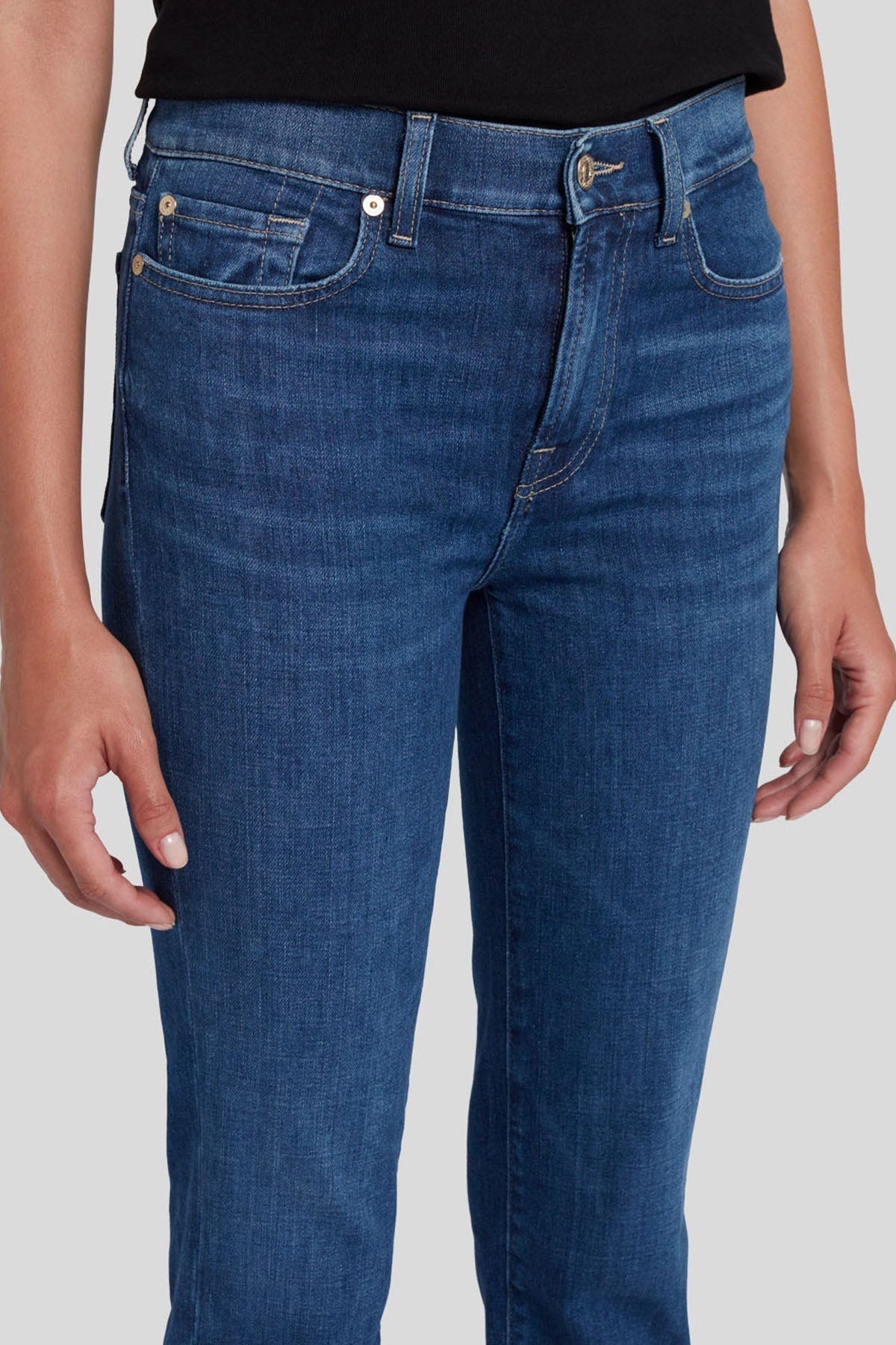 7 For All Mankind Straight Slim Fit Crop Paça Jeans-Jeans-Libas
