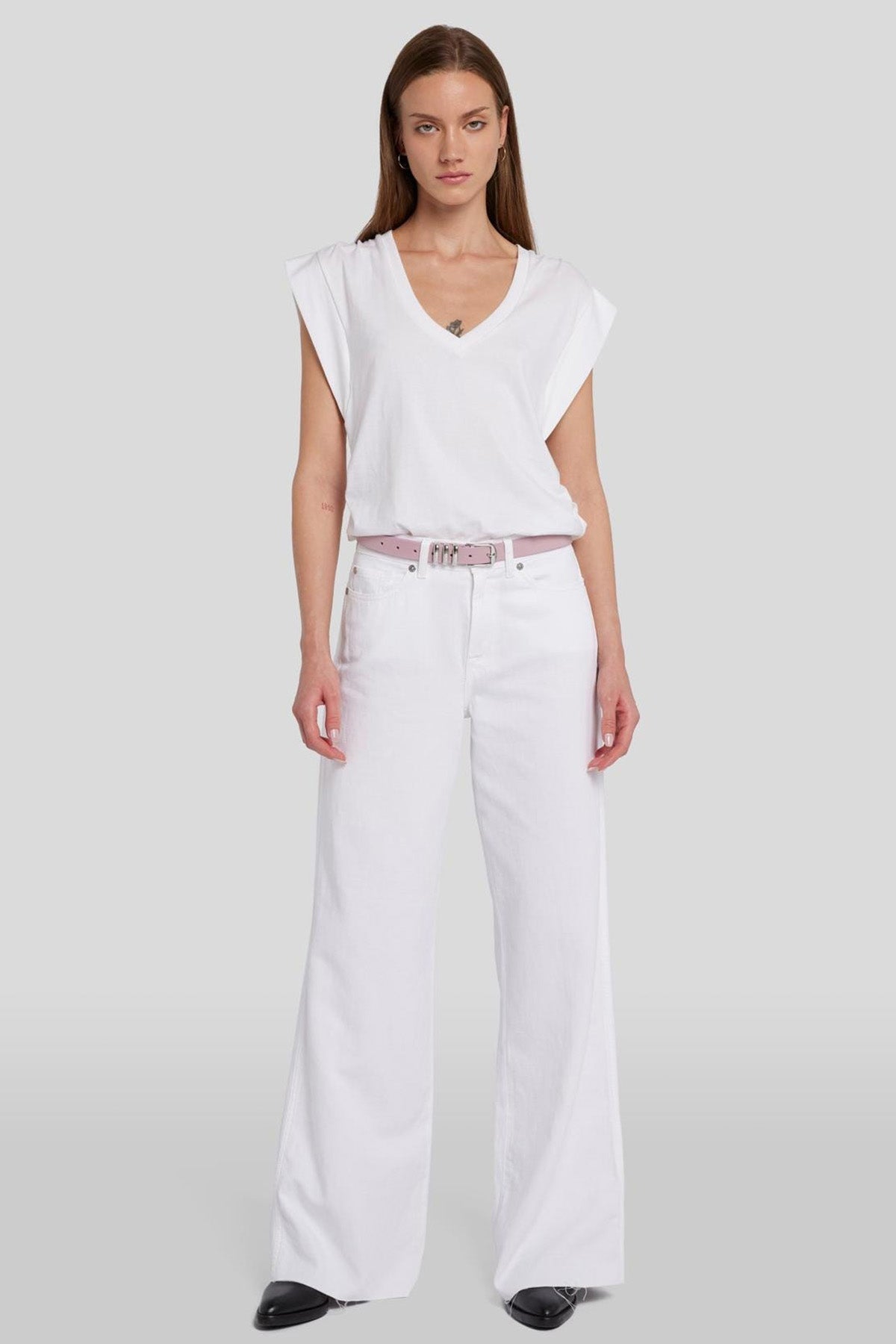 7 For All Mankind Geniş V Yaka Kolsuz T-shirt