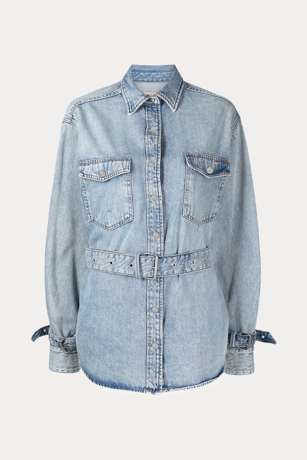 7 For All Mankind Cep Detaylı Kemerli Denim Gömlek