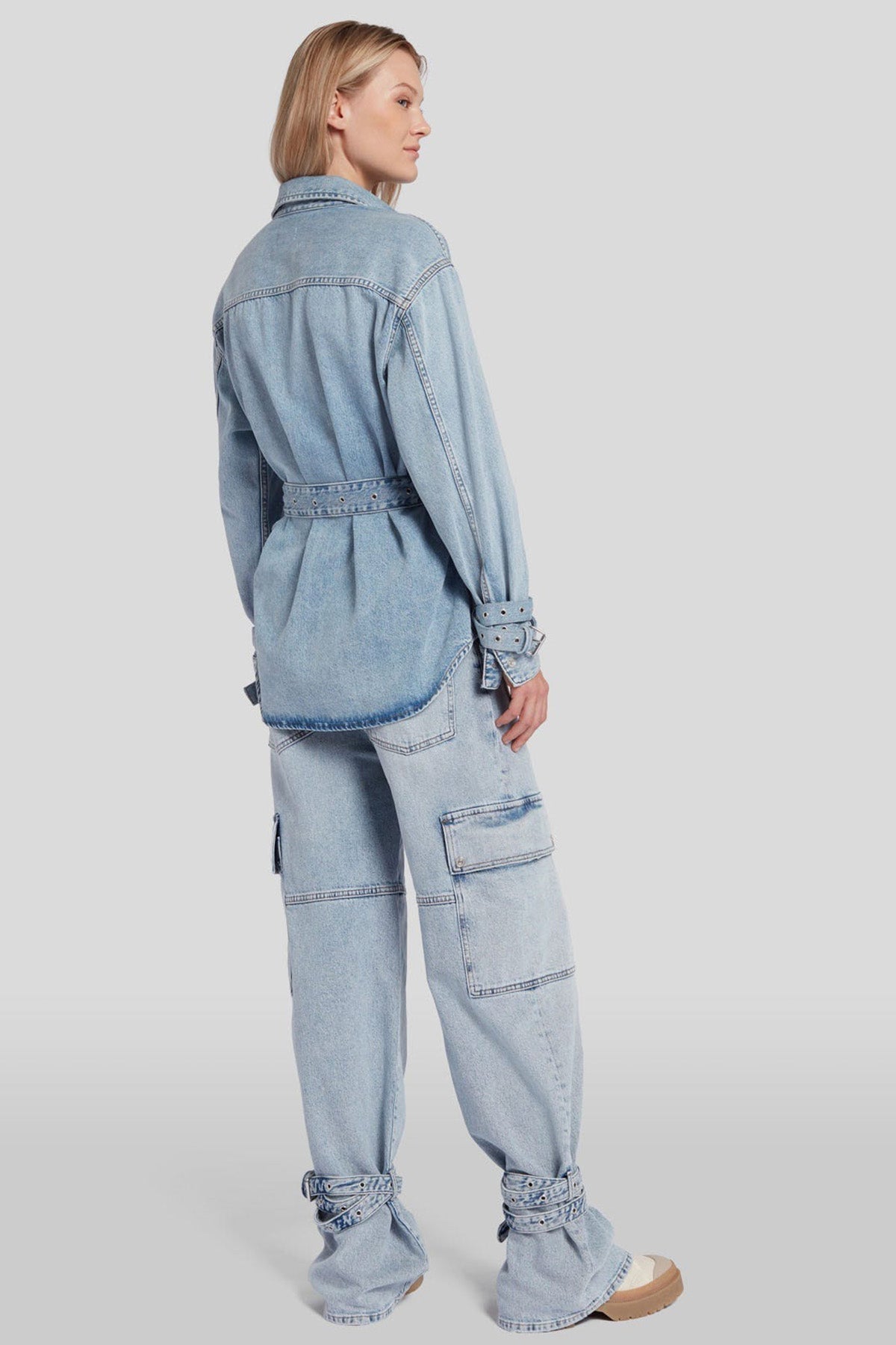 7 For All Mankind Cep Detaylı Kemerli Denim Gömlek